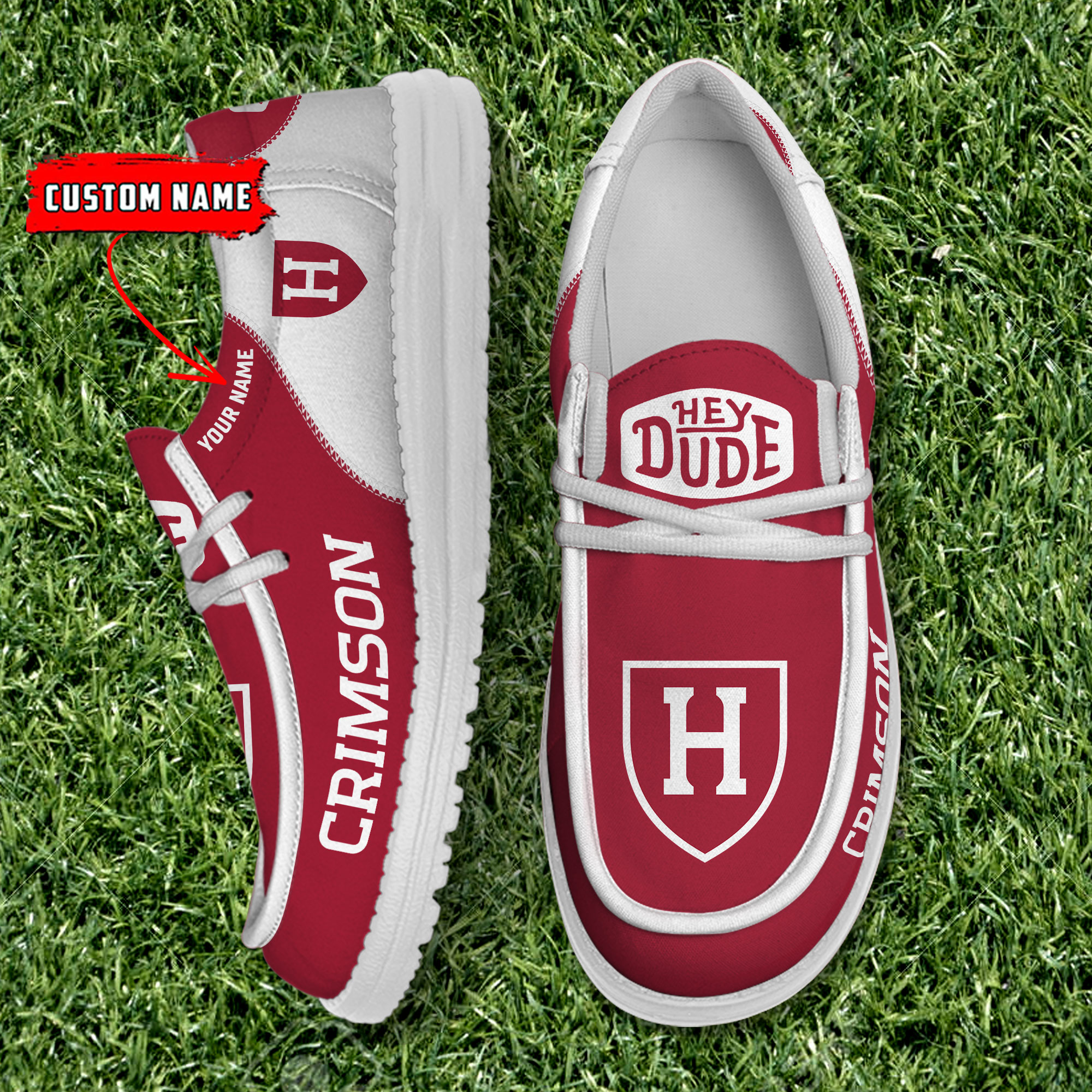 footwearelite harvard crimson custom name hey dude shoes tazav