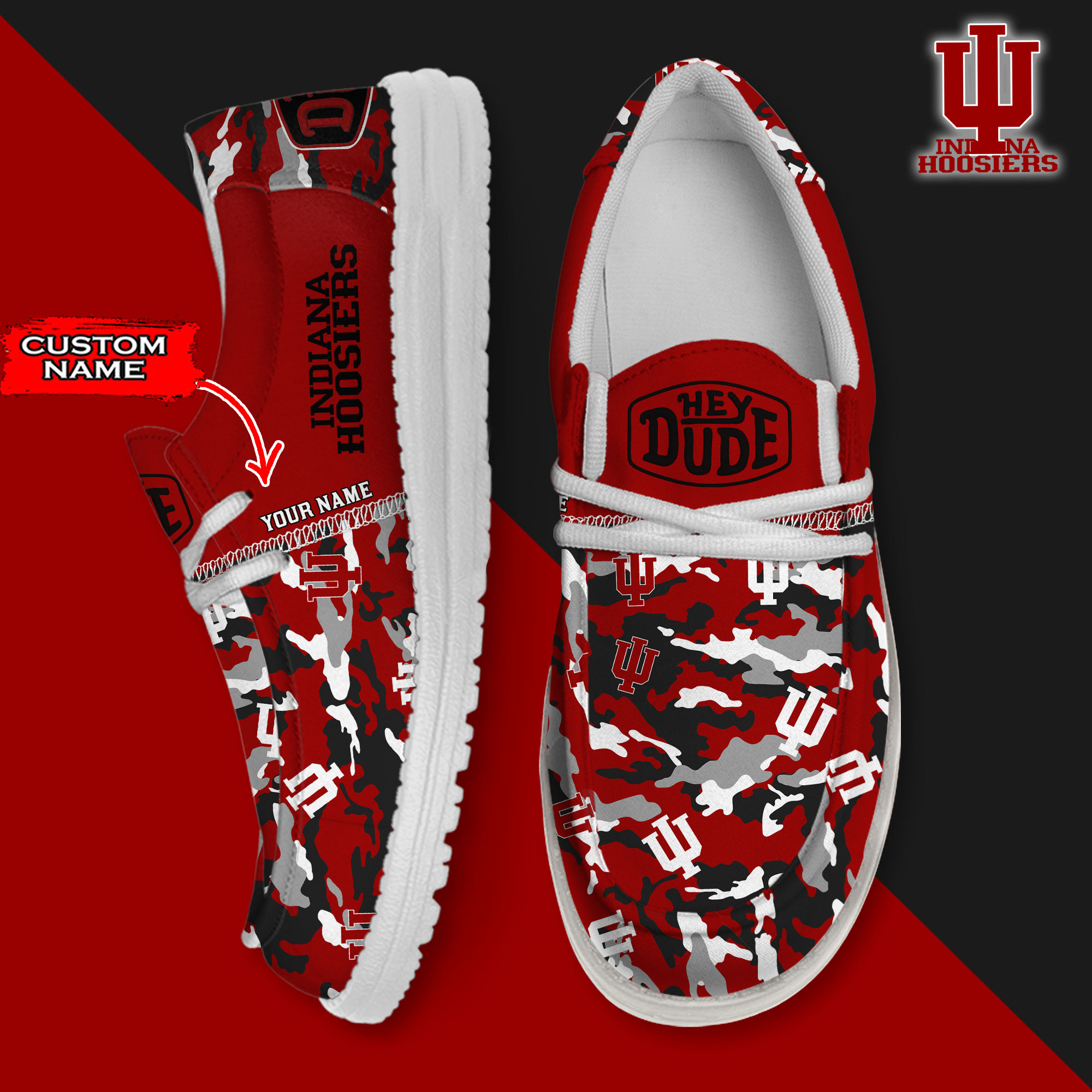 footwearelite indiana hoosiers custom name hey dude shoes eb0g0