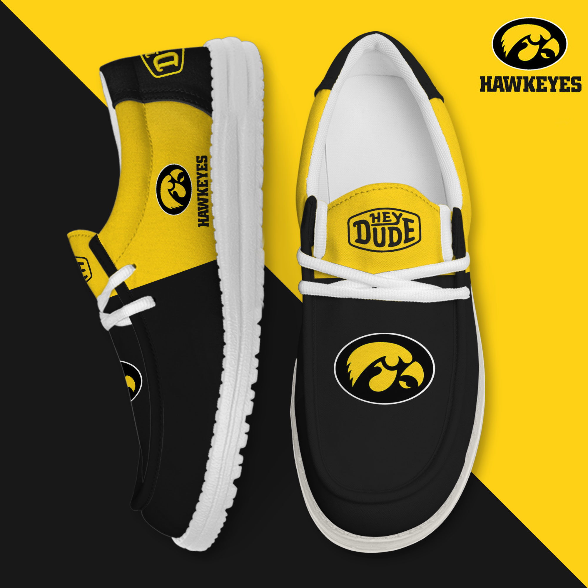 footwearelite iowa hawkeyes custom name hey dude shoes 64zw0