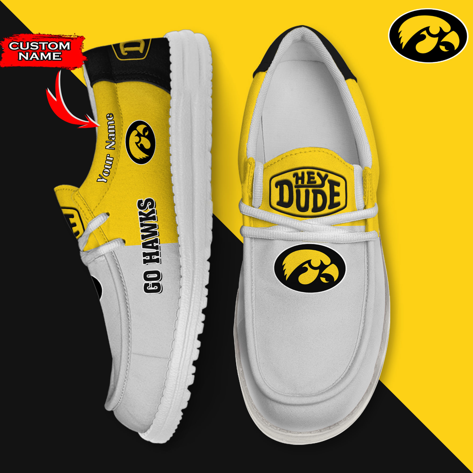 footwearelite iowa hawkeyes custom name hey dude shoes jvphq