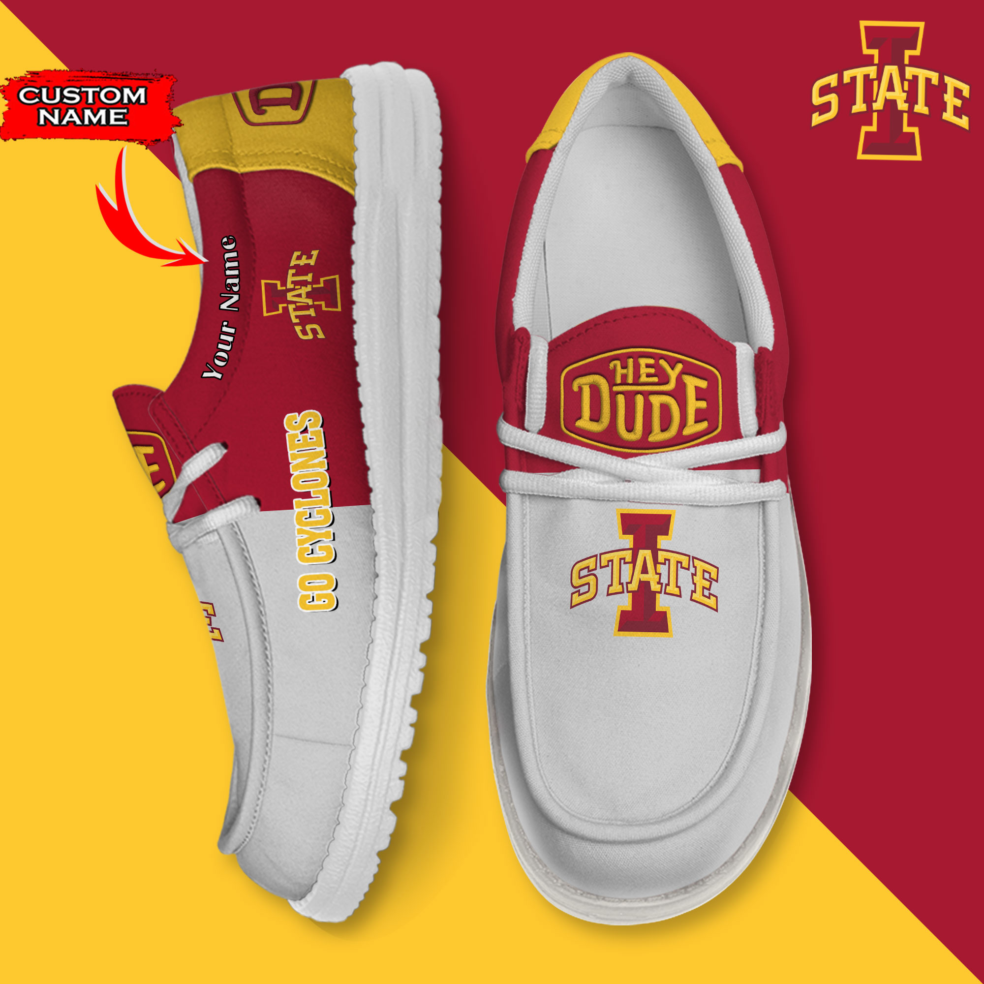 footwearelite iowa state cyclones custom name hey dude shoes ohk2d