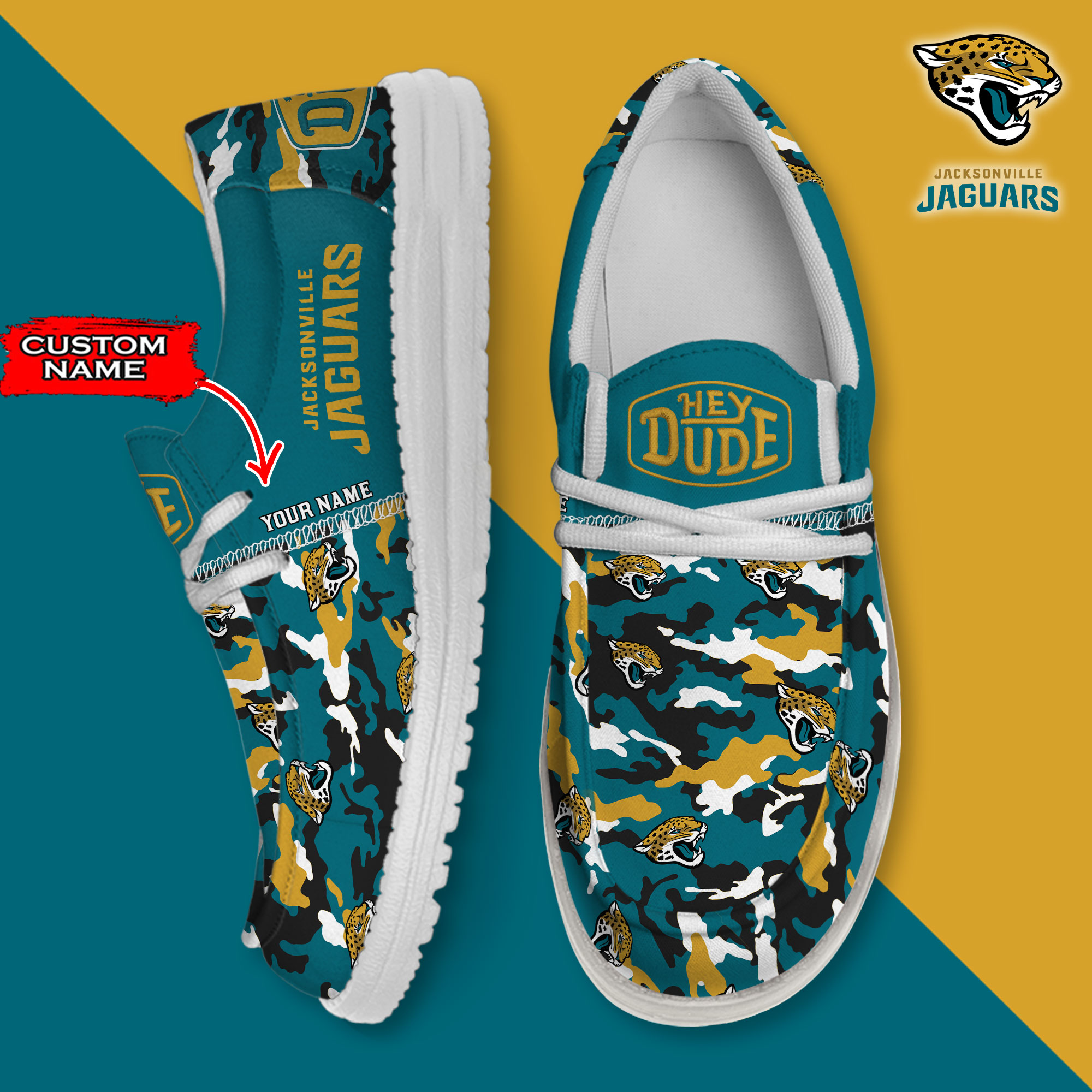 footwearelite jacksonville jaguars custom name hey dude shoes deii3