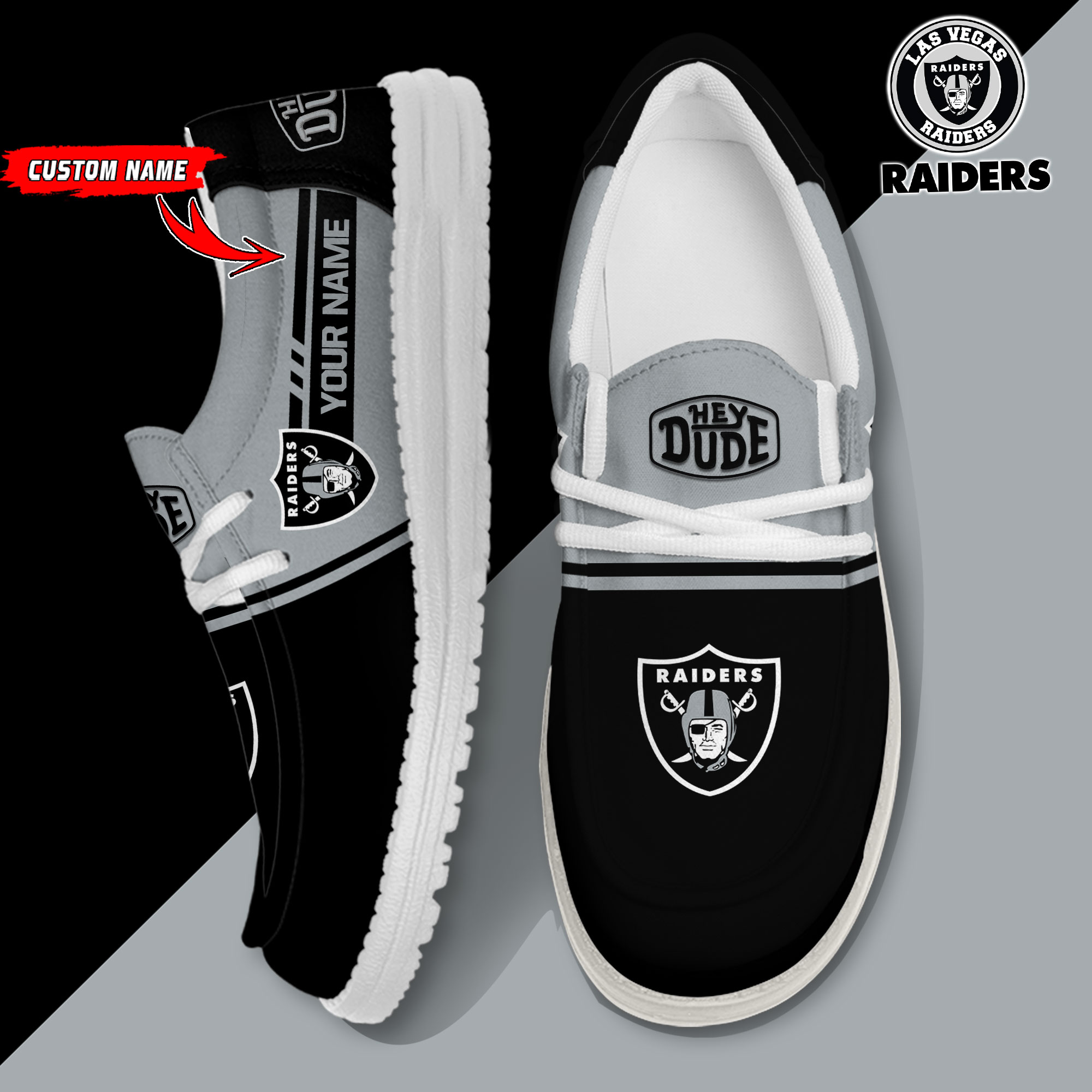 footwearelite las vegas raiders custom name hey dude shoes 5c6cn