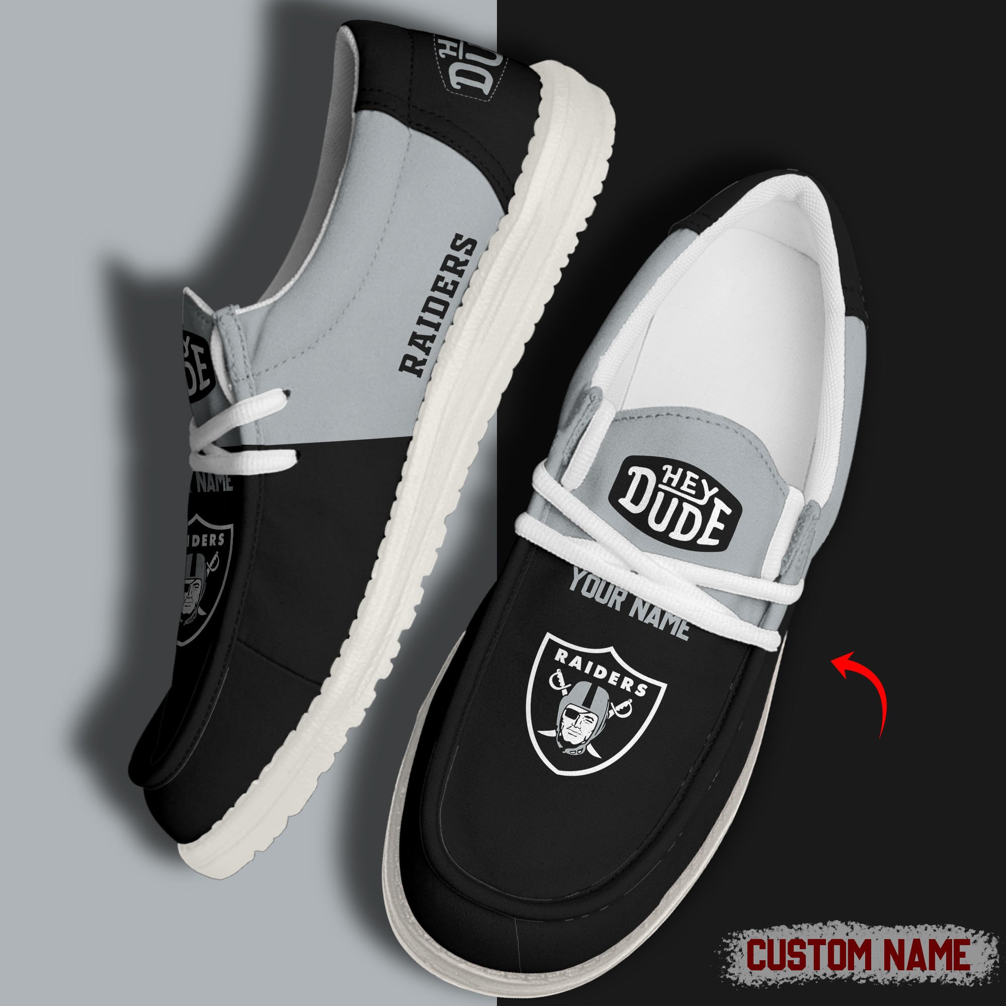 footwearelite las vegas raiders custom name hey dude shoes k6tm0