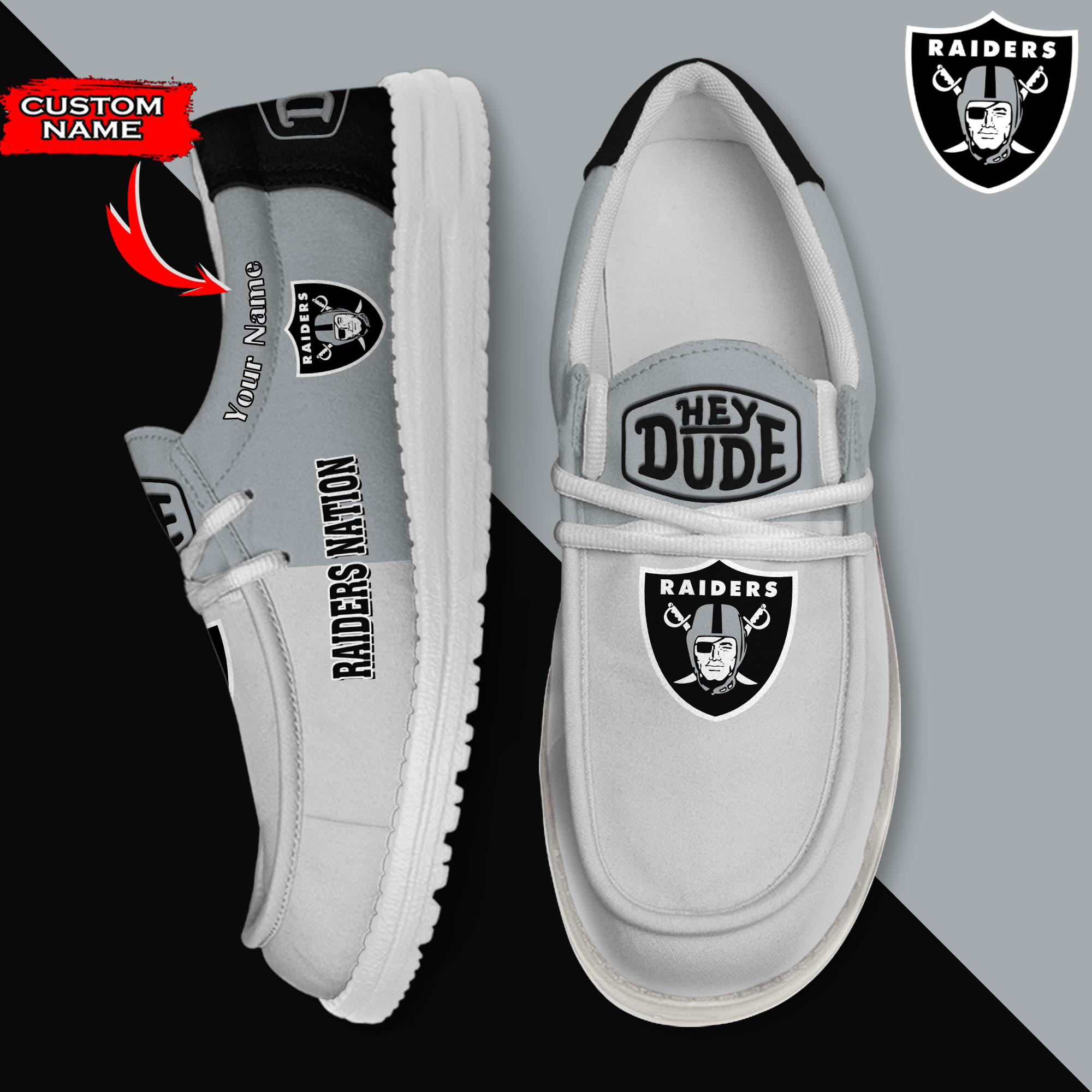 footwearelite las vegas raiders custom name hey dude shoes nnaft