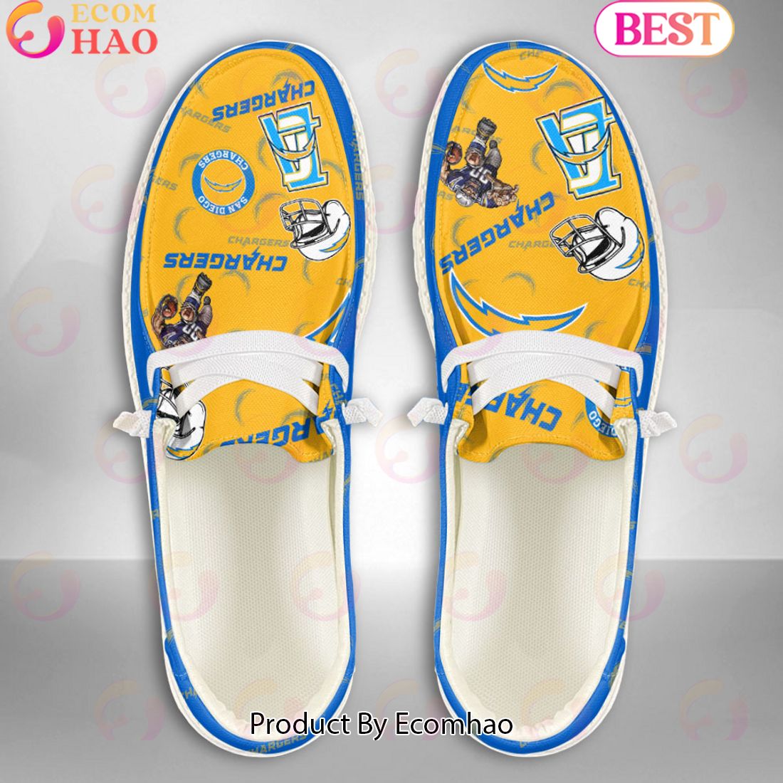 footwearelite los angeles chargers custom name hey dude shoes 502wg