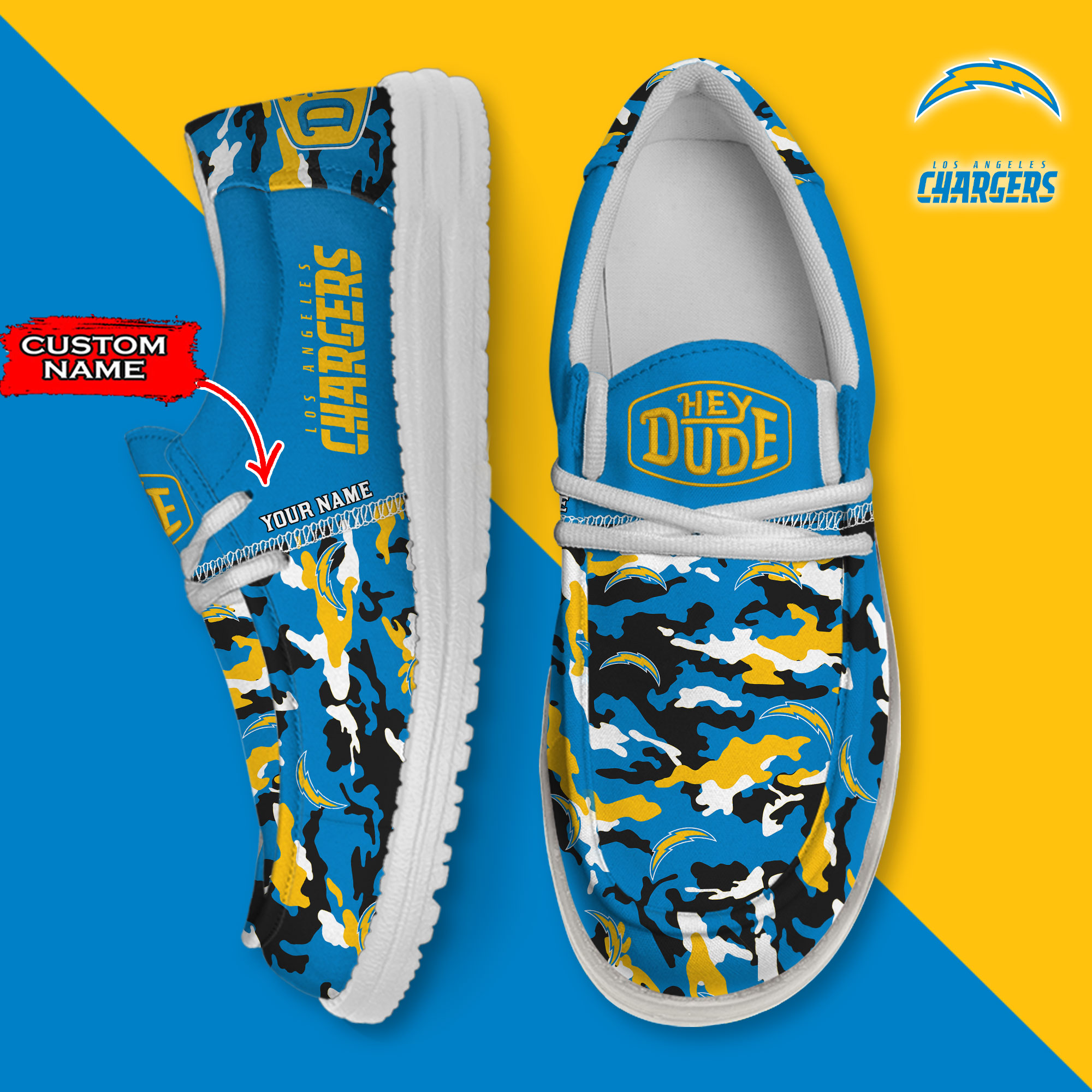 footwearelite los angeles chargers custom name hey dude shoes acajn