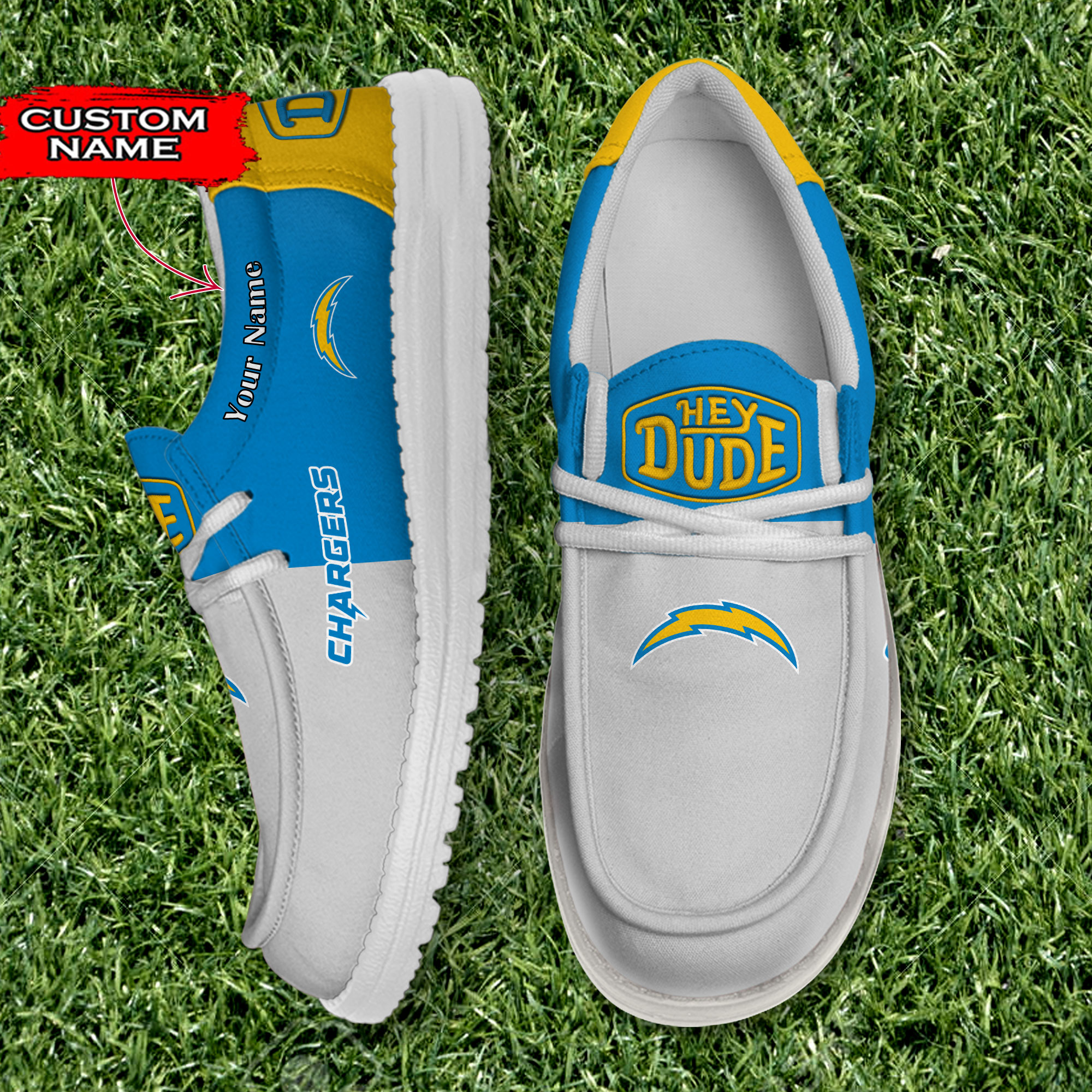 footwearelite los angeles chargers custom name hey dude shoes au9fa