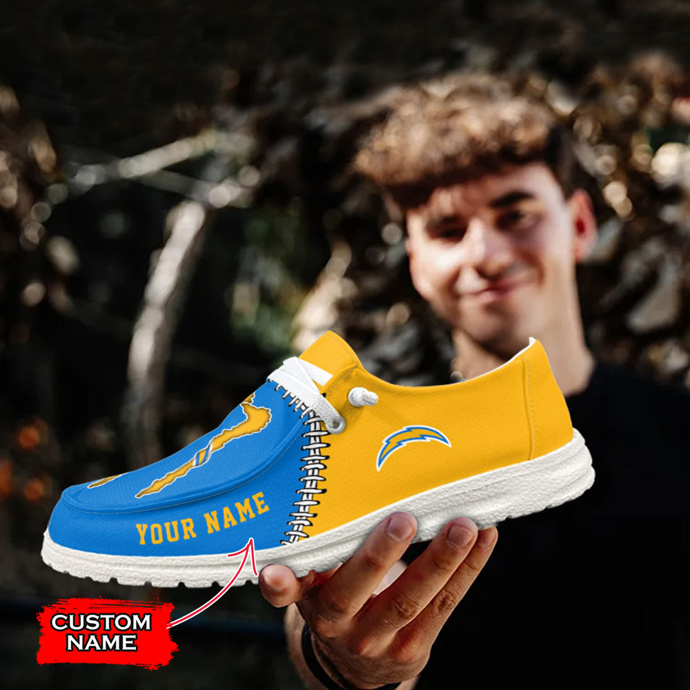 footwearelite los angeles chargers custom name hey dude shoes axirb