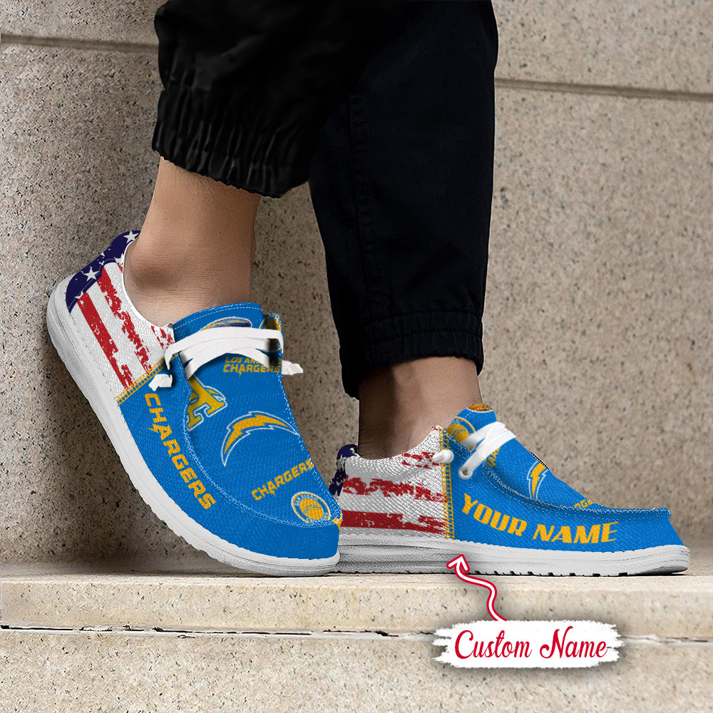 footwearelite los angeles chargers custom name hey dude shoes edfao