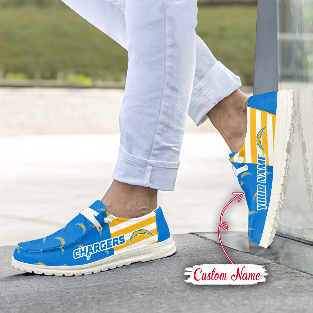 footwearelite los angeles chargers custom name hey dude shoes enhzm