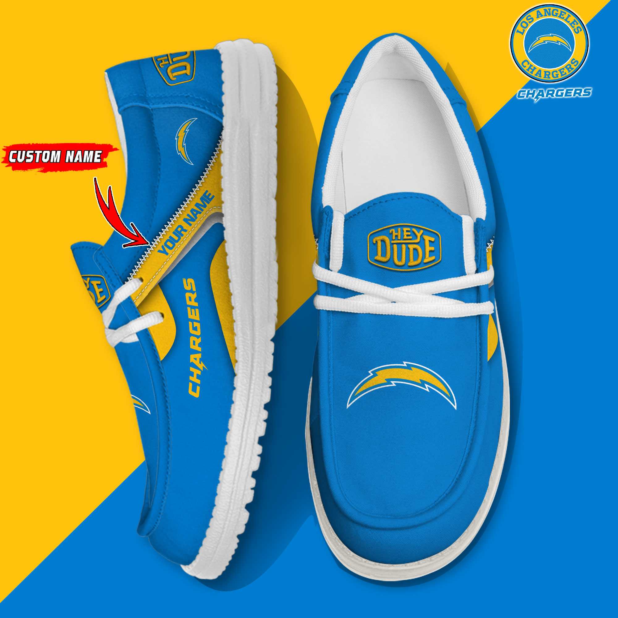 footwearelite los angeles chargers custom name hey dude shoes nwvrq