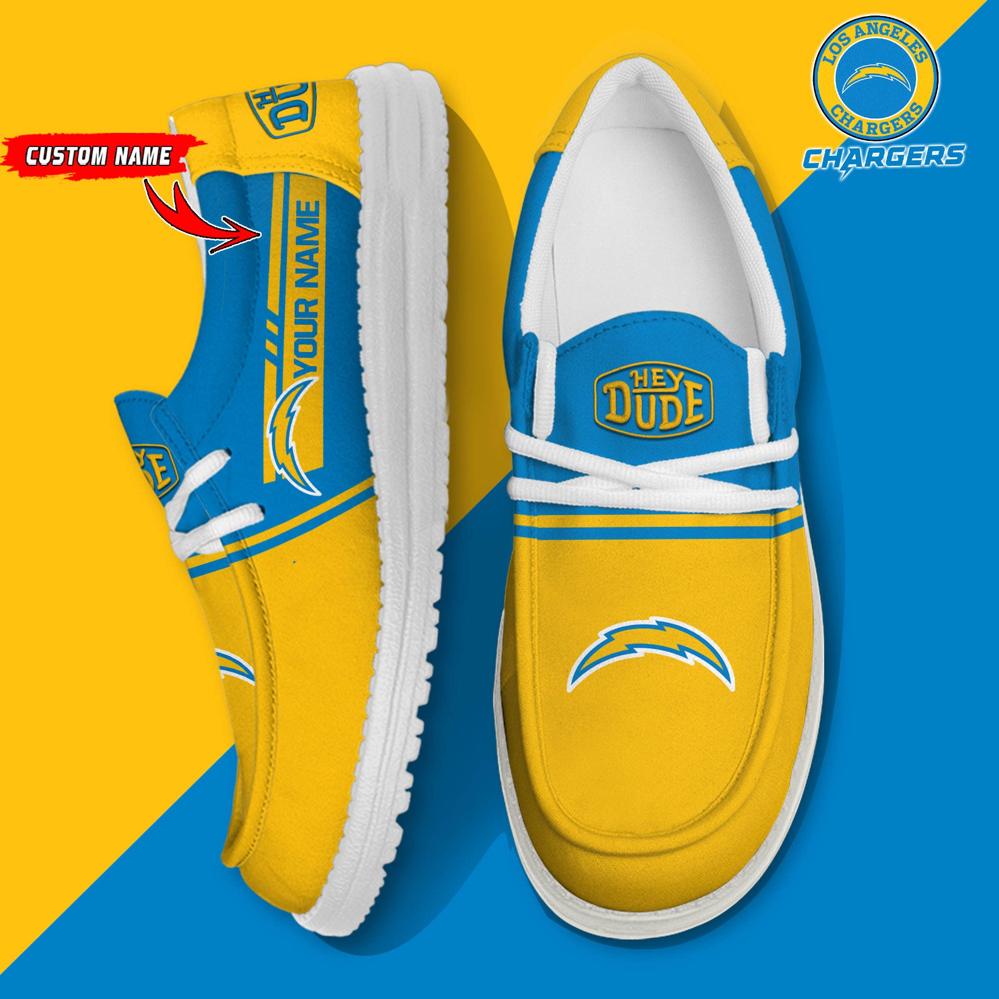 footwearelite los angeles chargers custom name hey dude shoes nx1fg