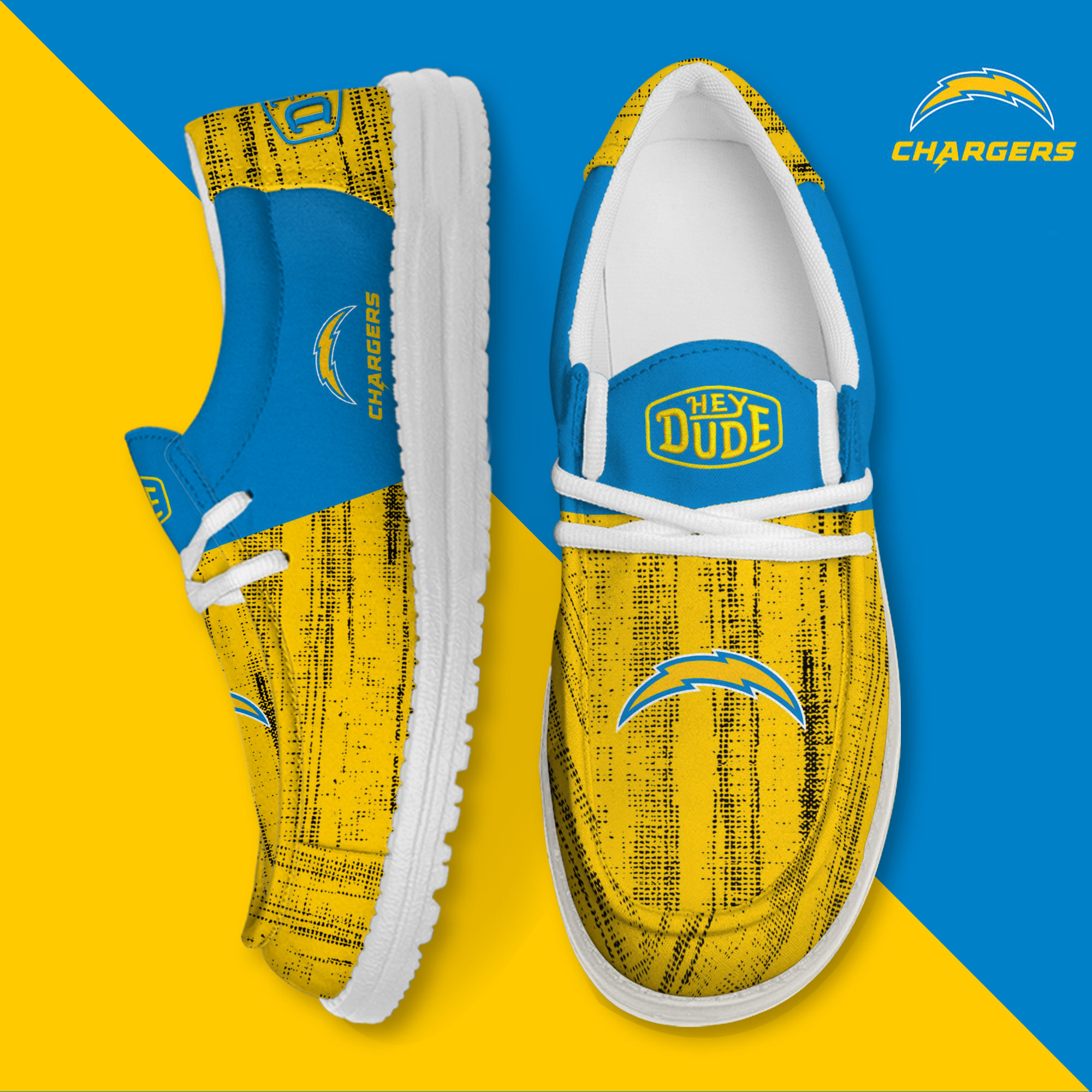 footwearelite los angeles chargers custom name hey dude shoes squya