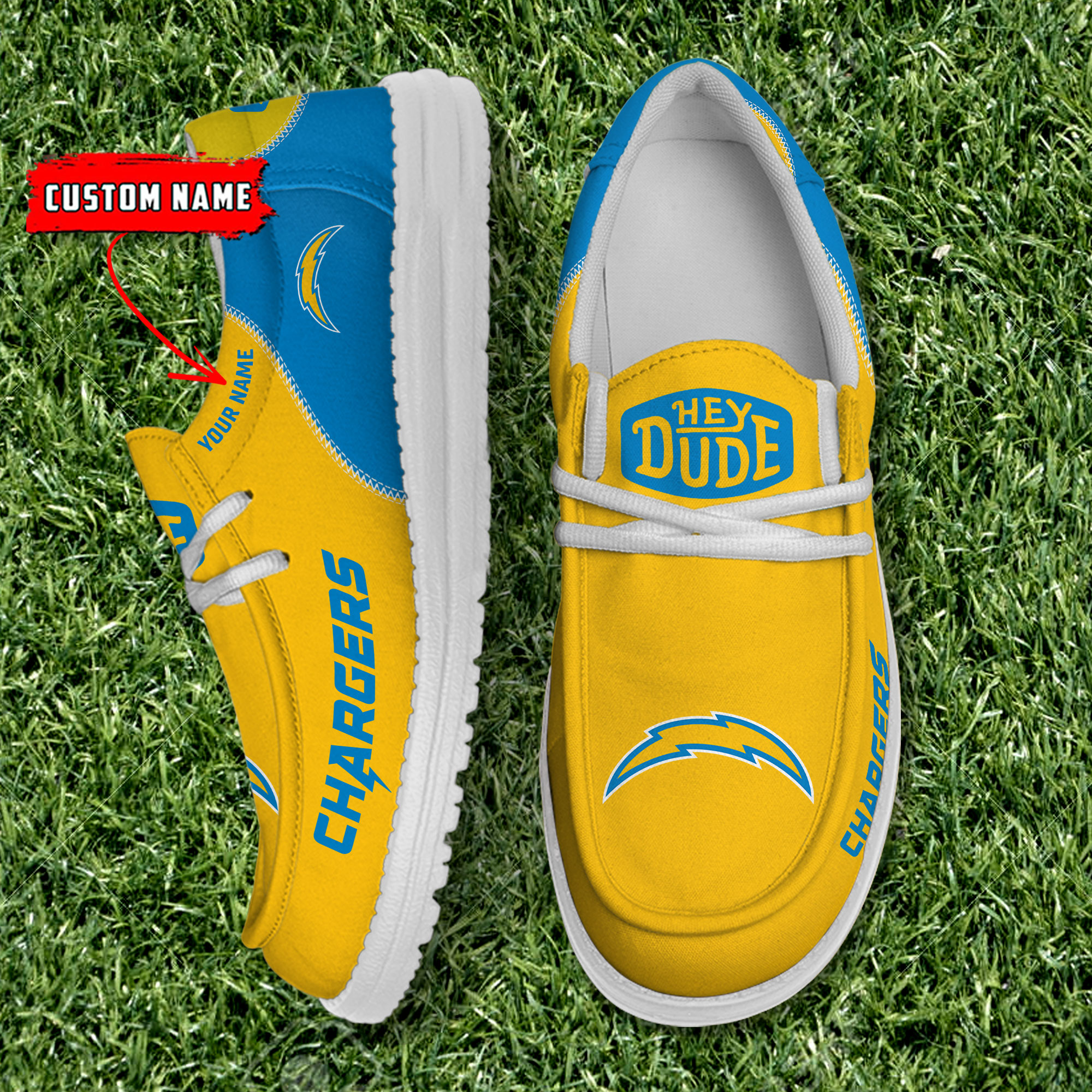 footwearelite los angeles chargers custom name hey dude shoes ymypi