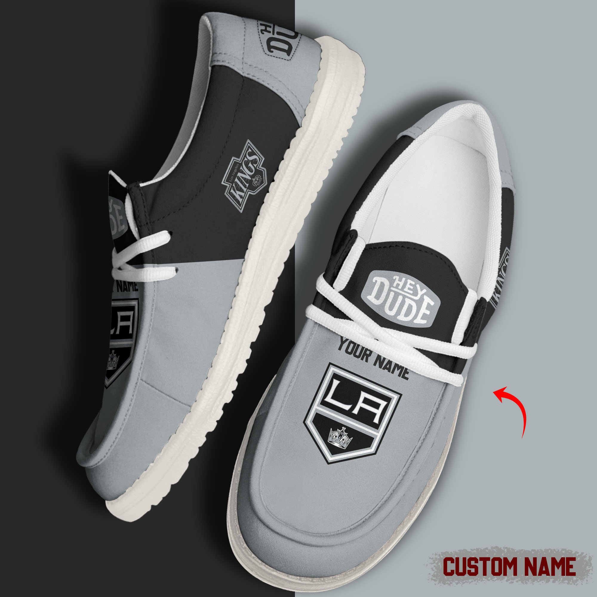 footwearelite los angeles kings custom name hey dude shoes wciat