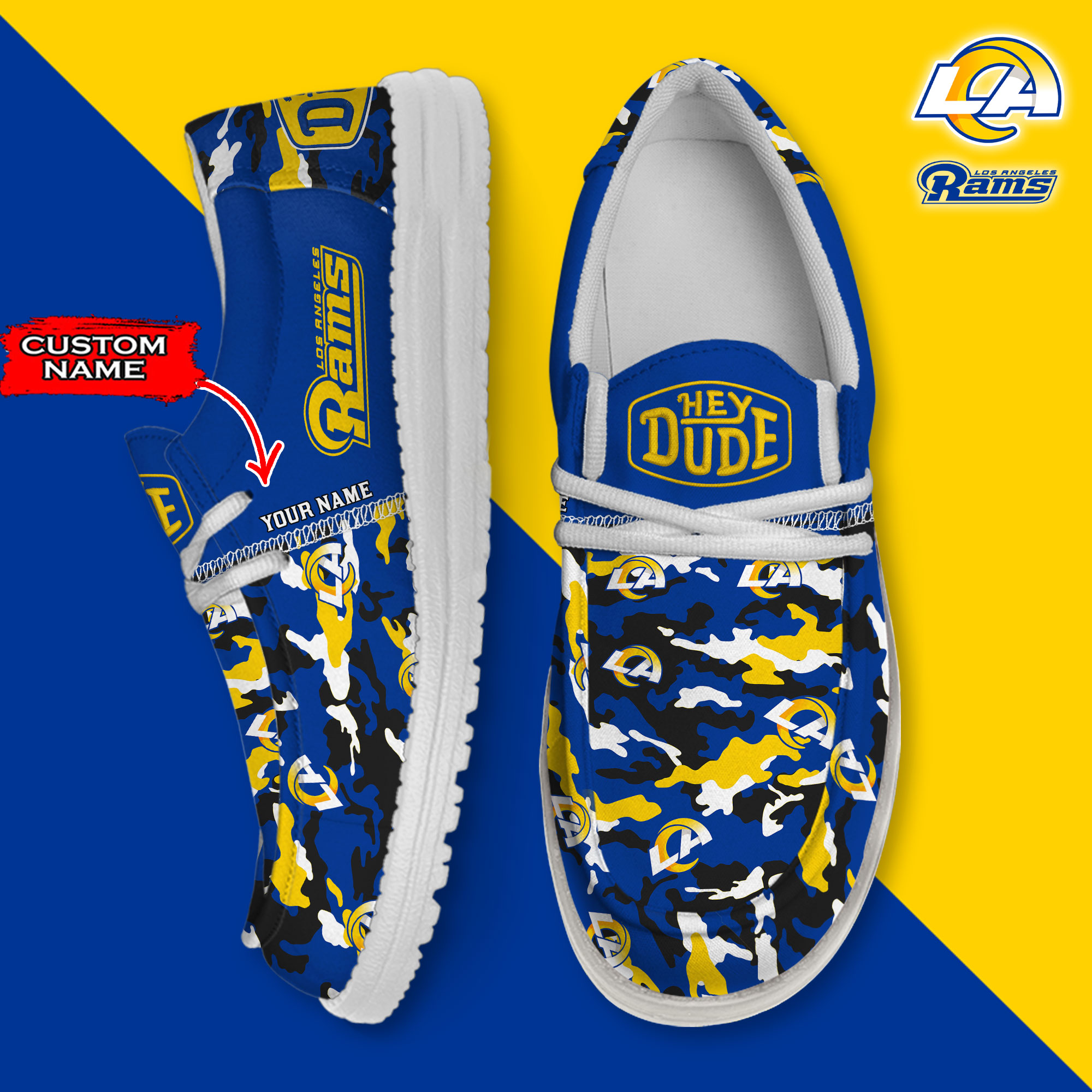 footwearelite los angeles rams custom name hey dude shoes dteva