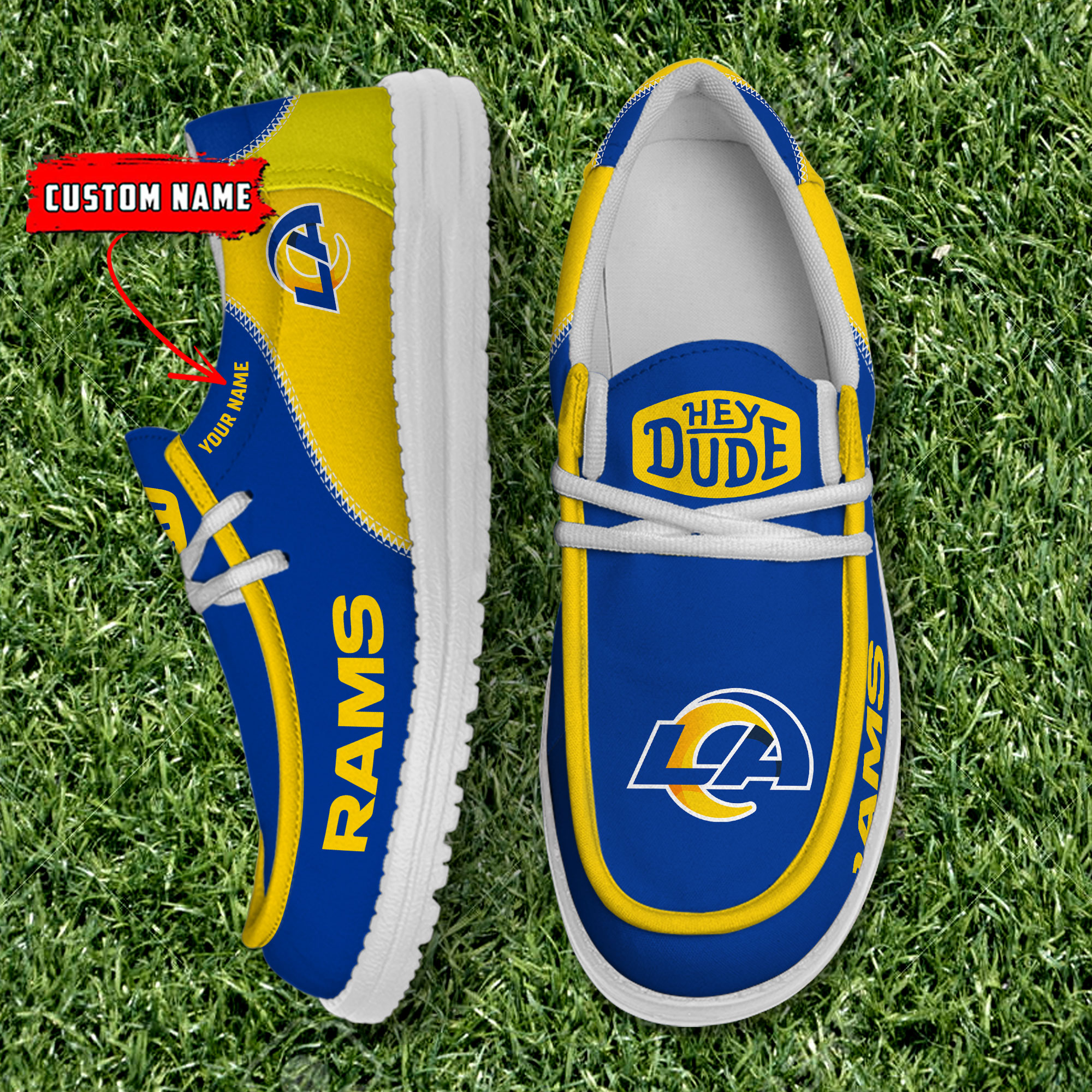 footwearelite los angeles rams custom name hey dude shoes lnenl