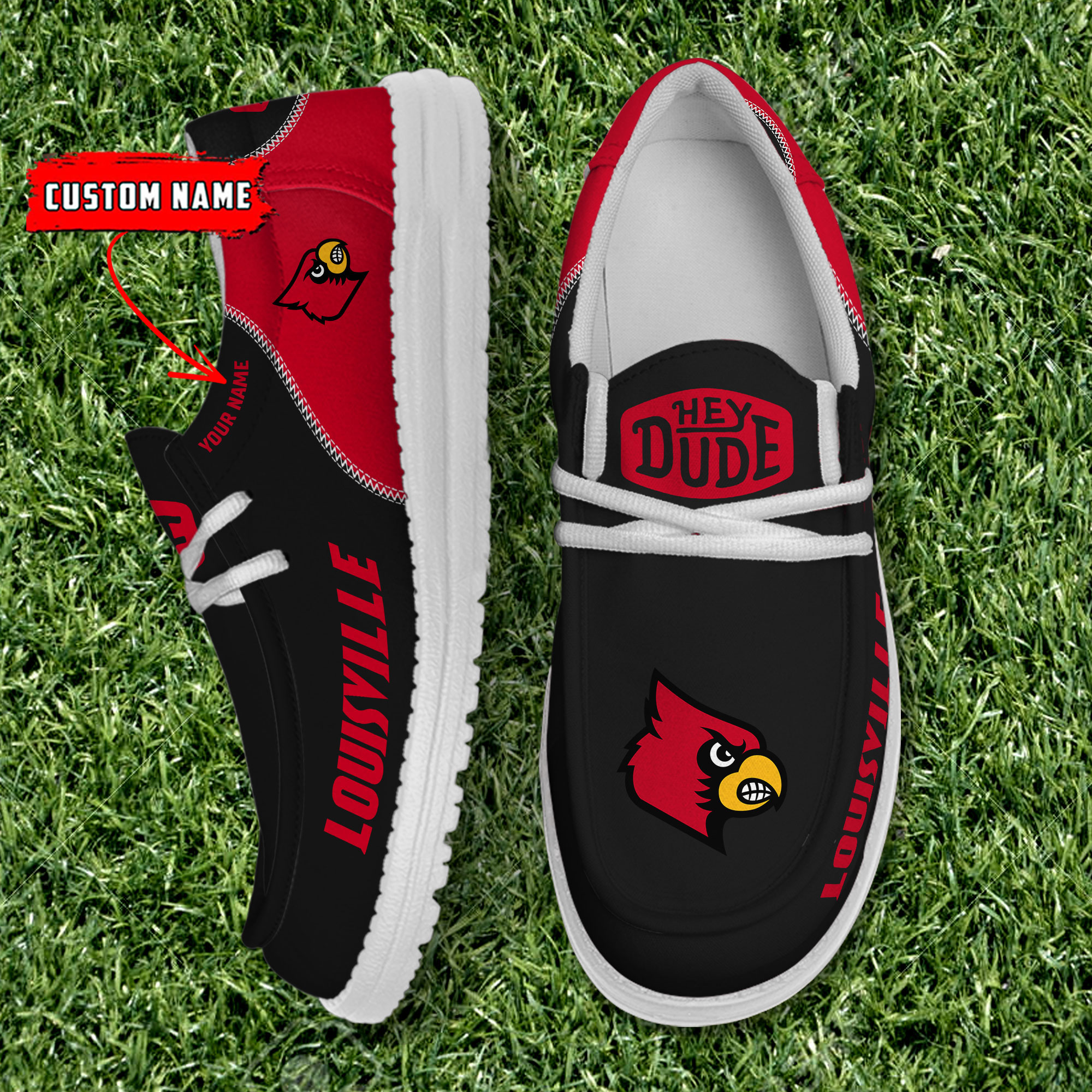 footwearelite louisville cardinals custom name hey dude shoes palah