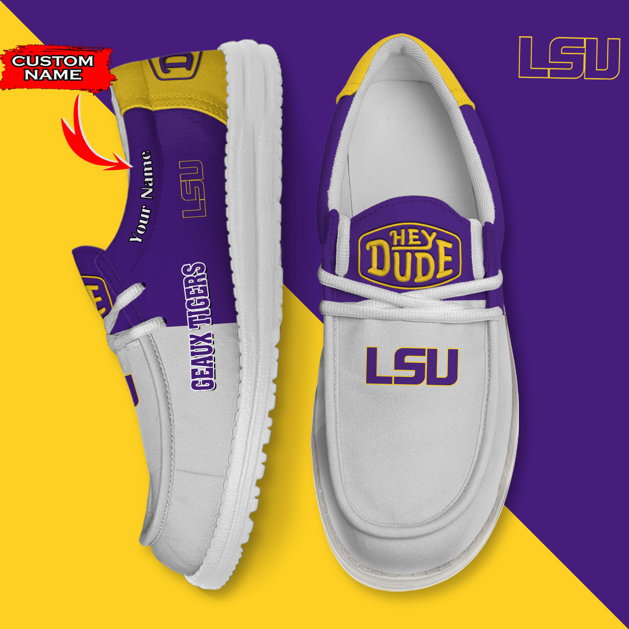 footwearelite lsu tigers custom name hey dude shoes hylhv