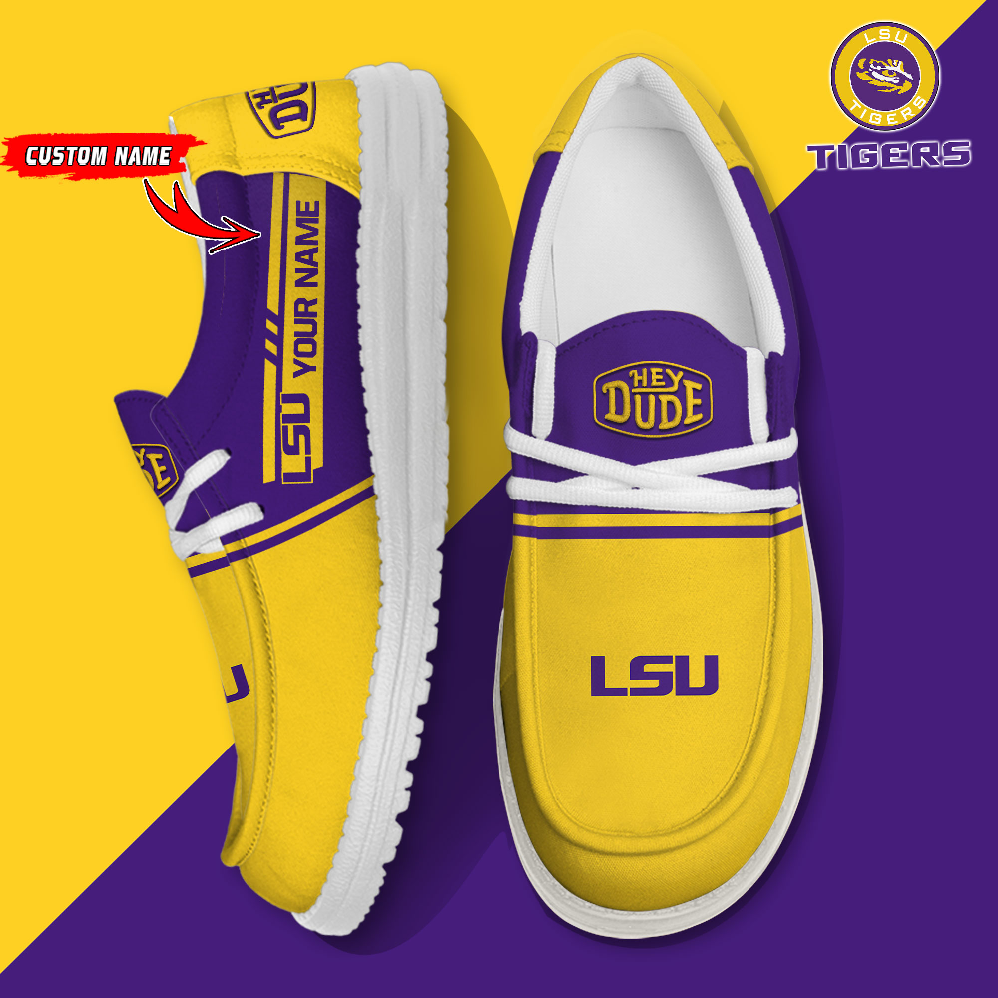 footwearelite lsu tigers custom name hey dude shoes jz6cm