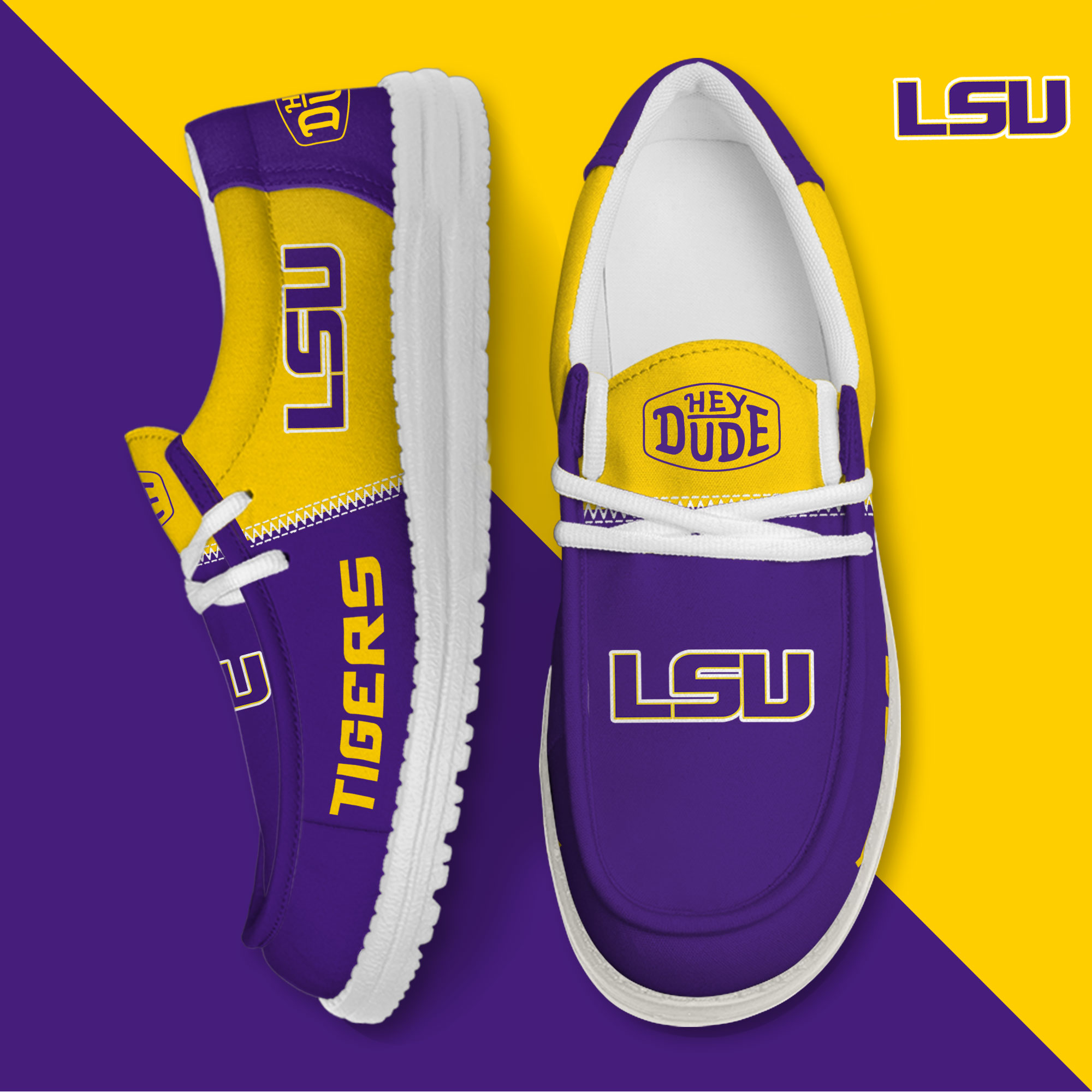 footwearelite lsu tigers custom name hey dude shoes s6h7b