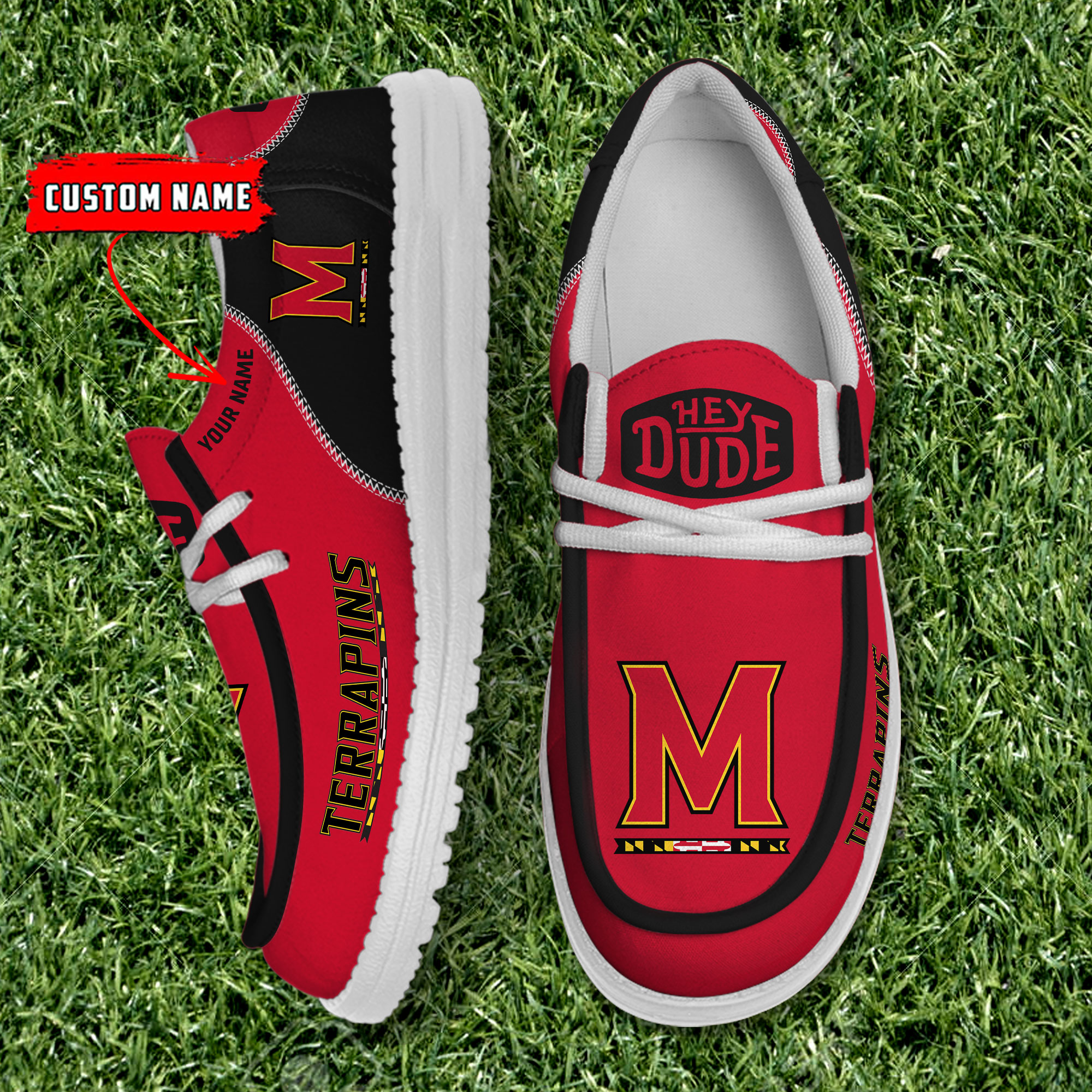 footwearelite maryland terrapins custom name hey dude shoes 7zjhp