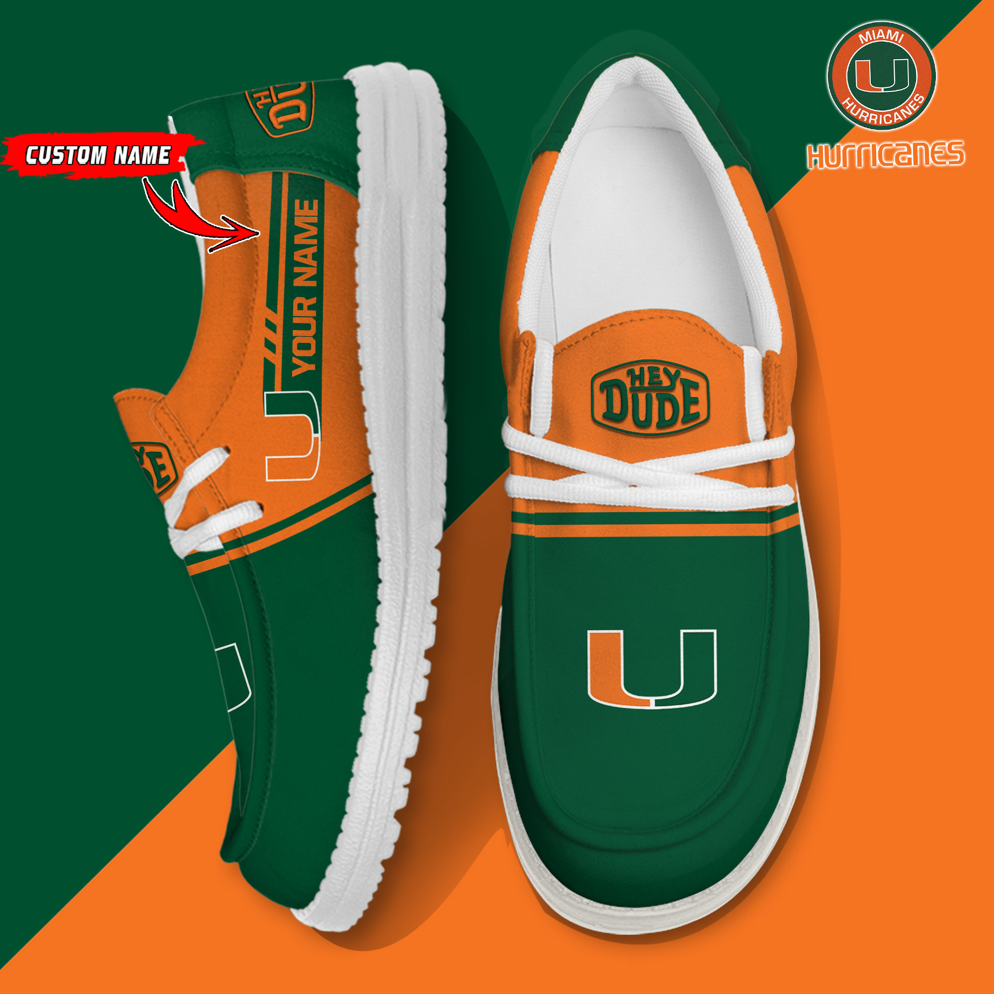 footwearelite miami hurricanes custom name hey dude shoes 0ffwq