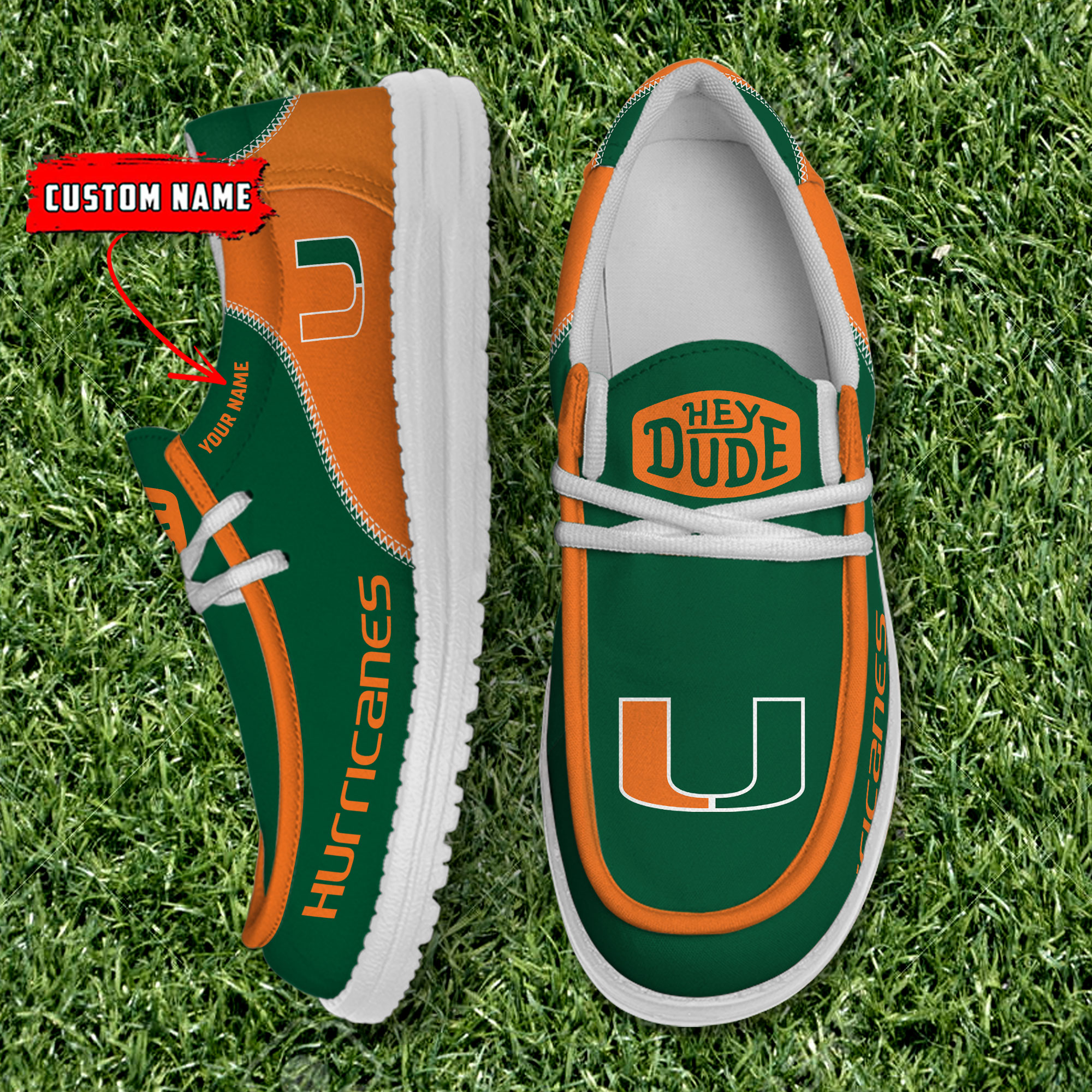 footwearelite miami hurricanes custom name hey dude shoes 12rwr