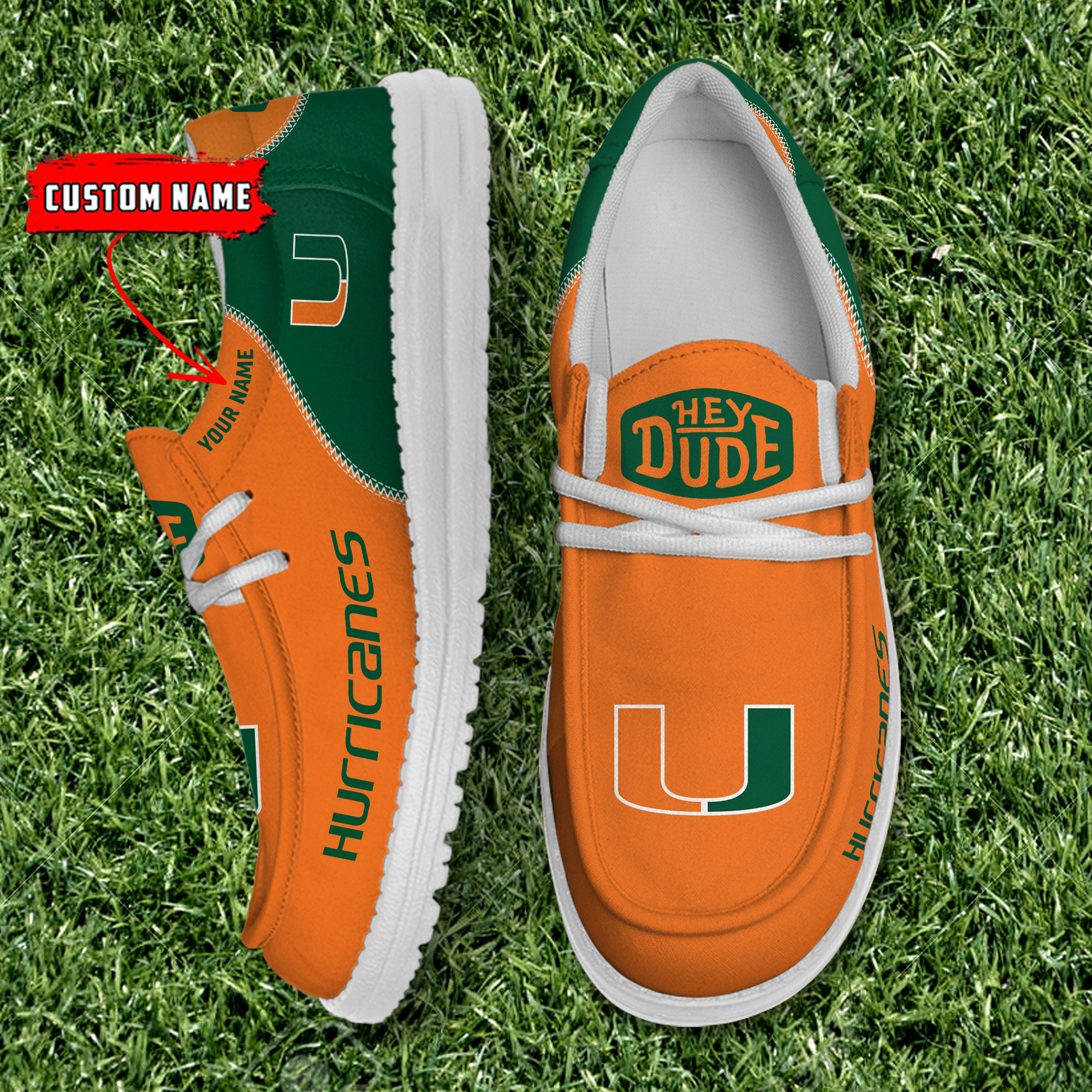 footwearelite miami hurricanes custom name hey dude shoes 46lxg