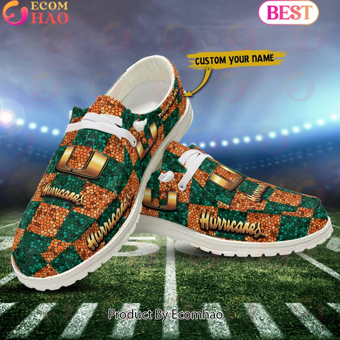 footwearelite miami hurricanes custom name hey dude shoes 760w8