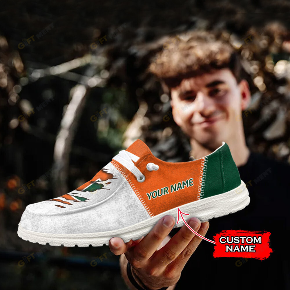 footwearelite miami hurricanes custom name hey dude shoes ogsnn