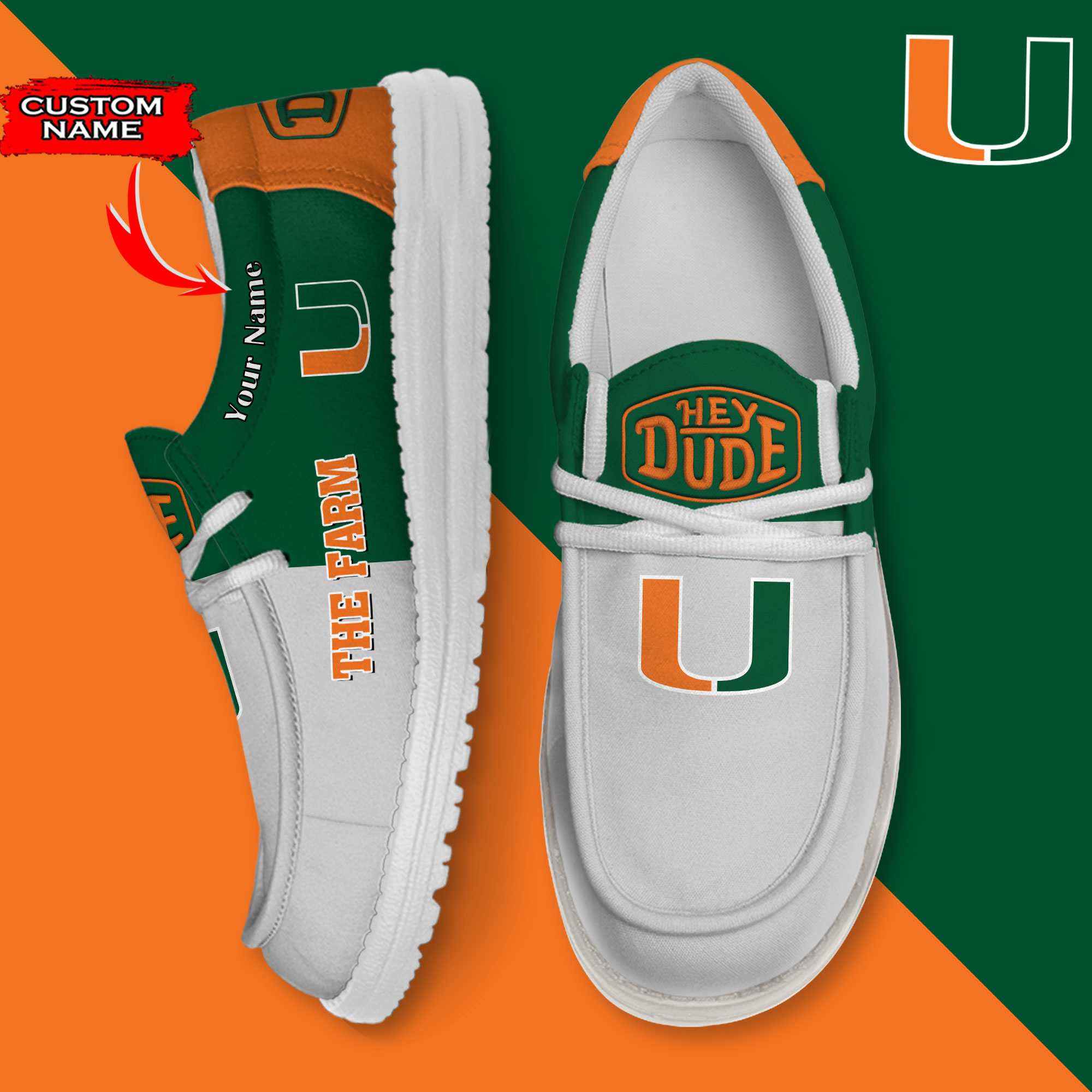 footwearelite miami hurricanes custom name hey dude shoes srdem