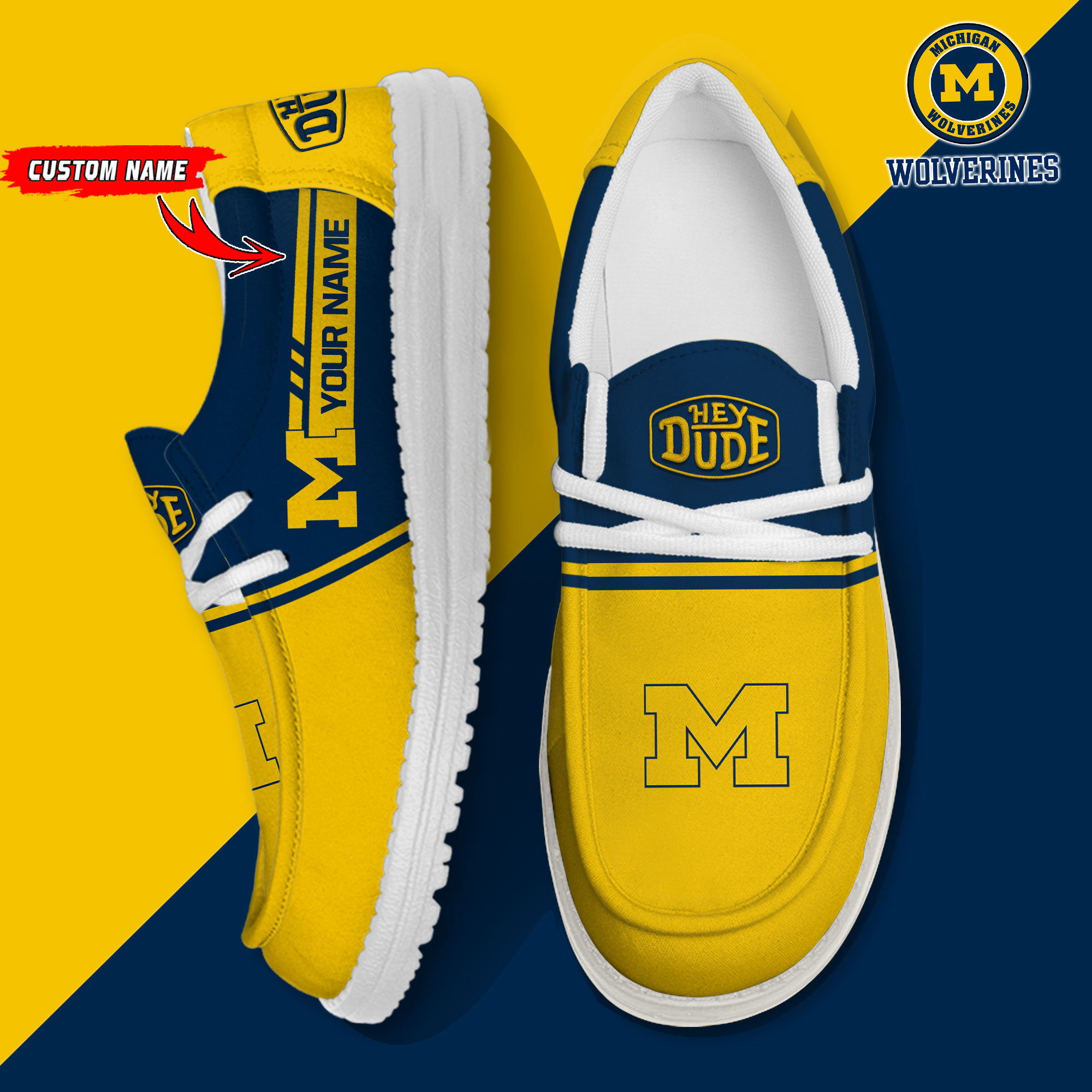 footwearelite michigan wolverines custom name hey dude shoes mlcdf