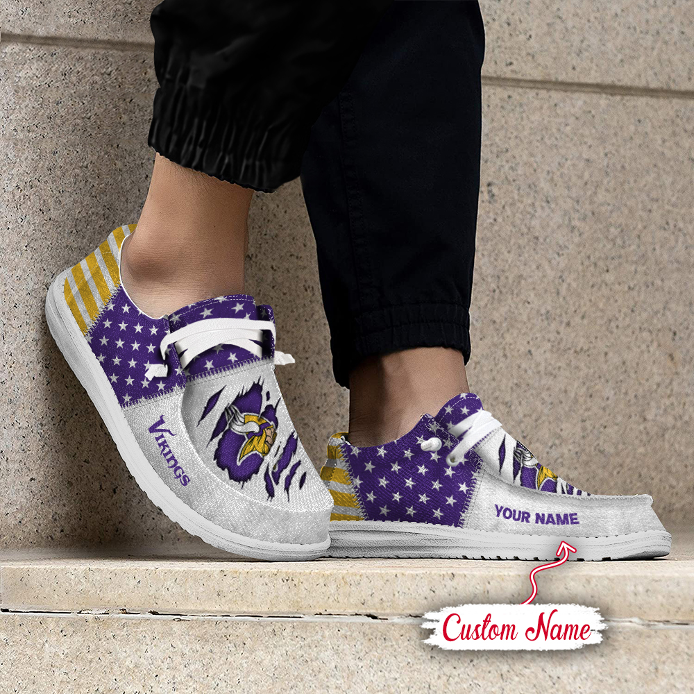 footwearelite minnesota vikings custom name hey dude shoes wowom