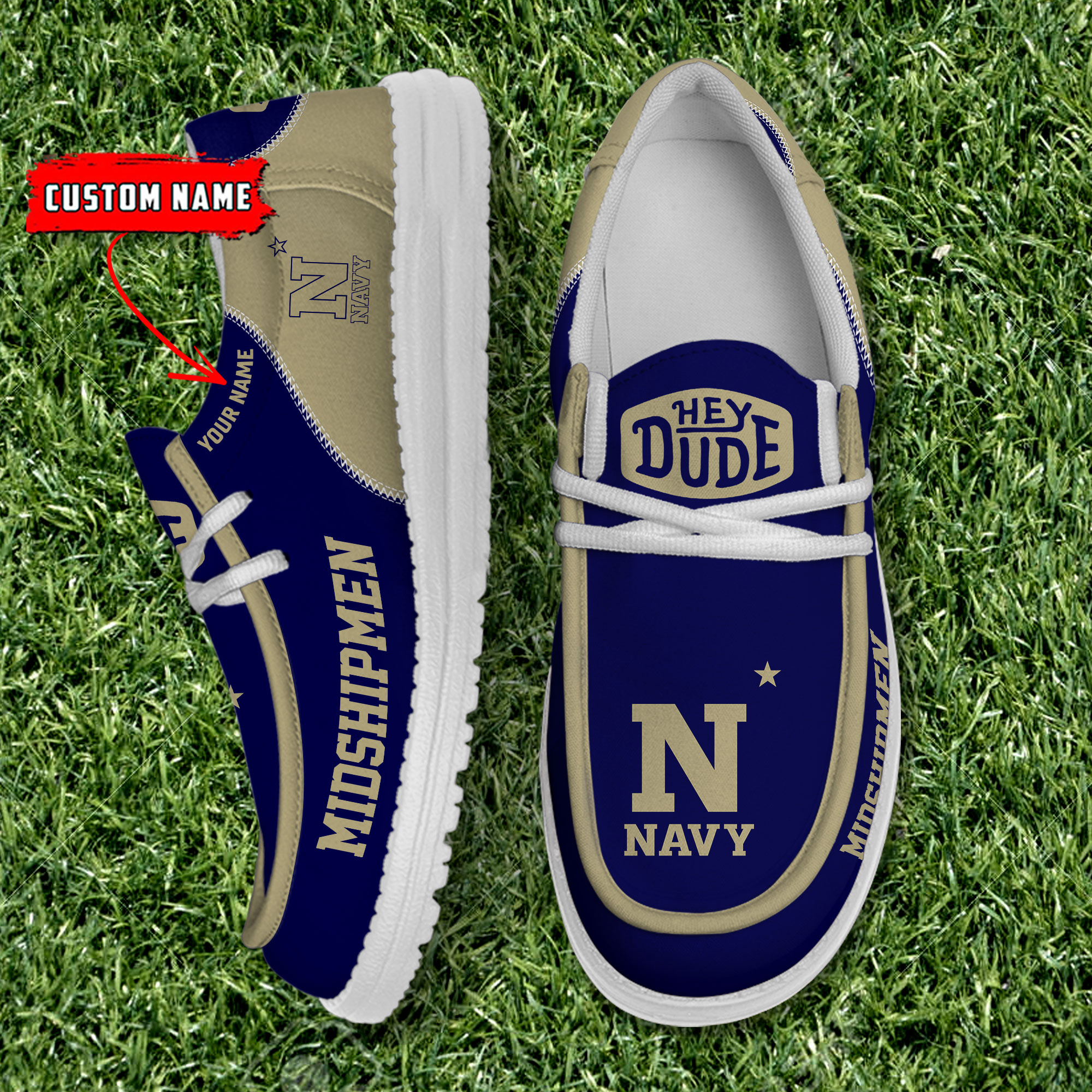 footwearelite navy midshipmen custom name hey dude shoes ugh9z