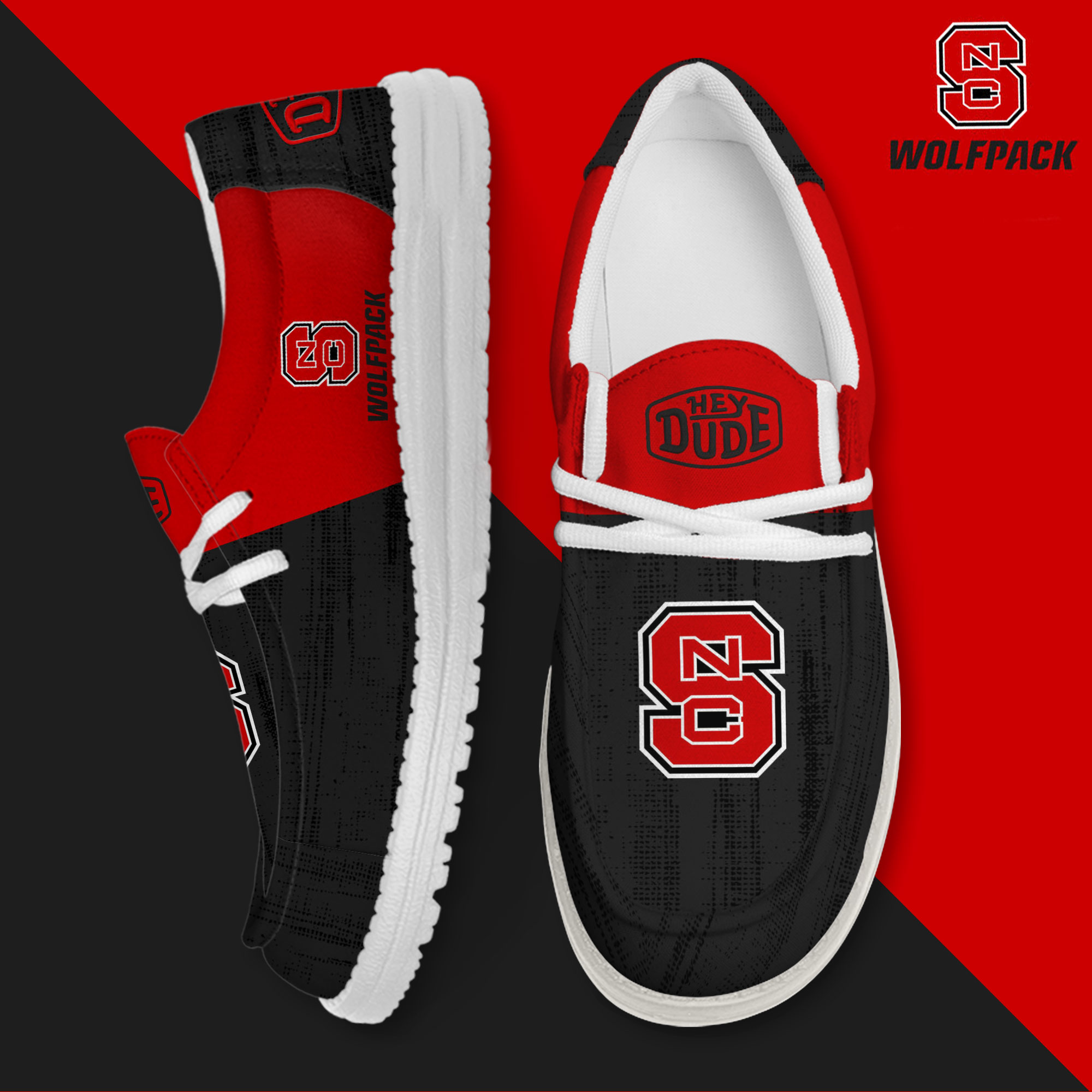 footwearelite nc state wolfpack custom name hey dude shoes 7glvb