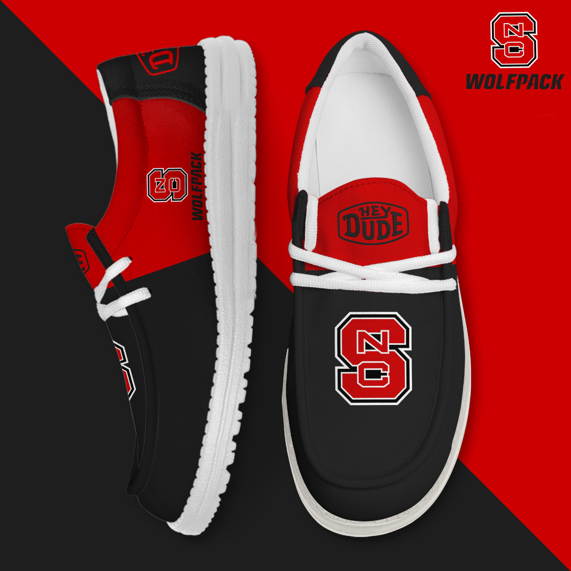 footwearelite nc state wolfpack custom name hey dude shoes 8n0rk