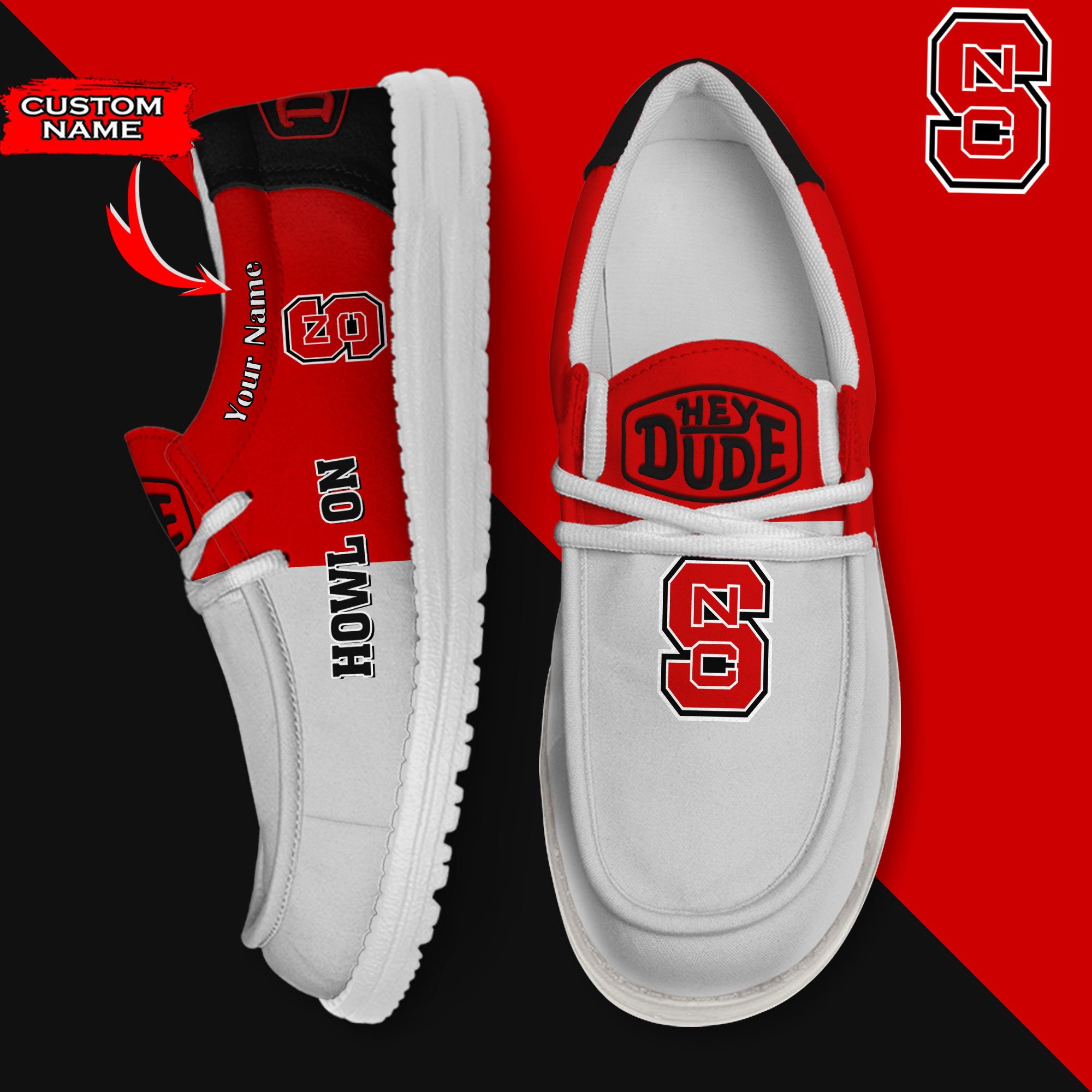 footwearelite nc state wolfpack custom name hey dude shoes crar8