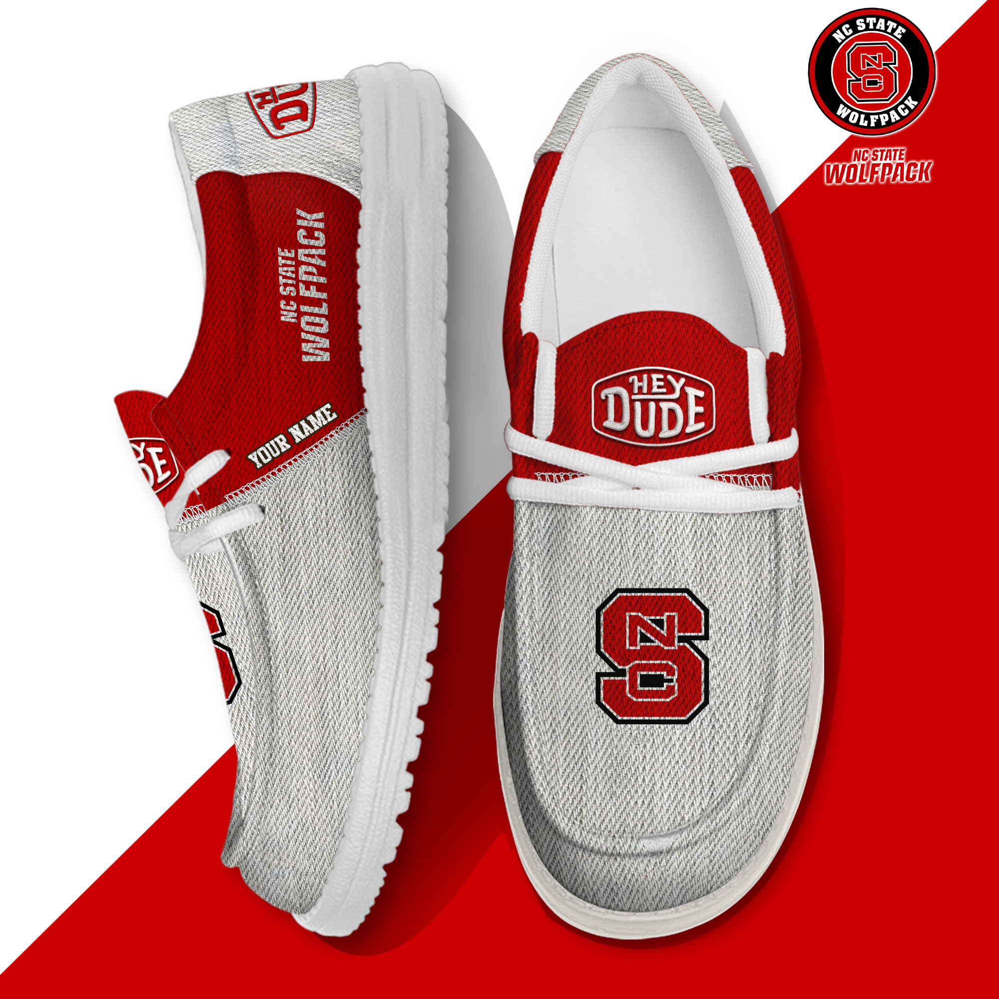 footwearelite nc state wolfpack custom name hey dude shoes dlmzb