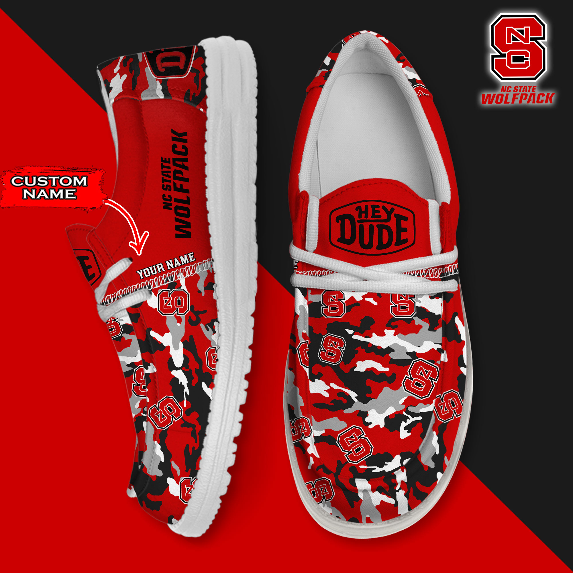 footwearelite nc state wolfpack custom name hey dude shoes mmujf