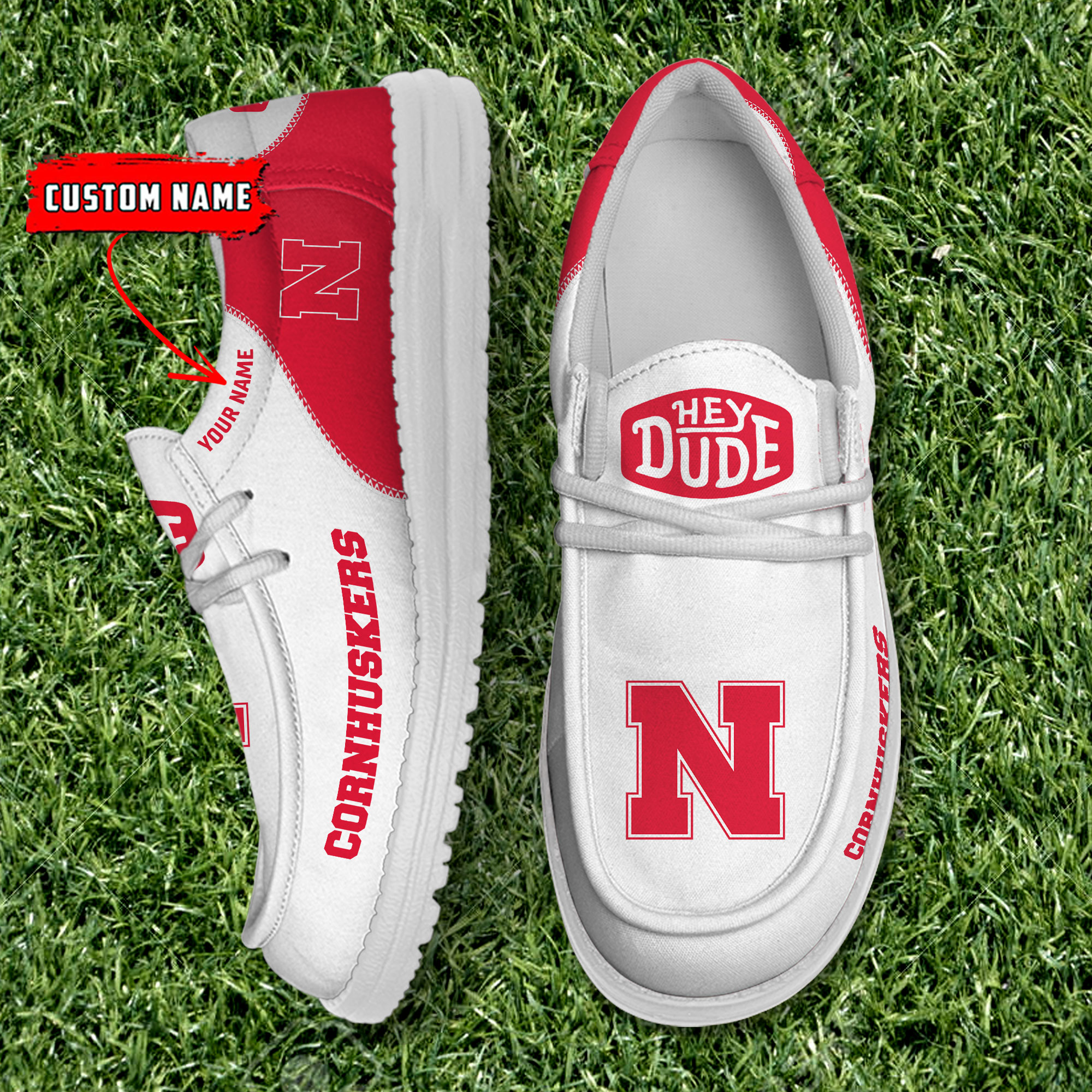 footwearelite nebraska cornhuskers custom name hey dude shoes dg236