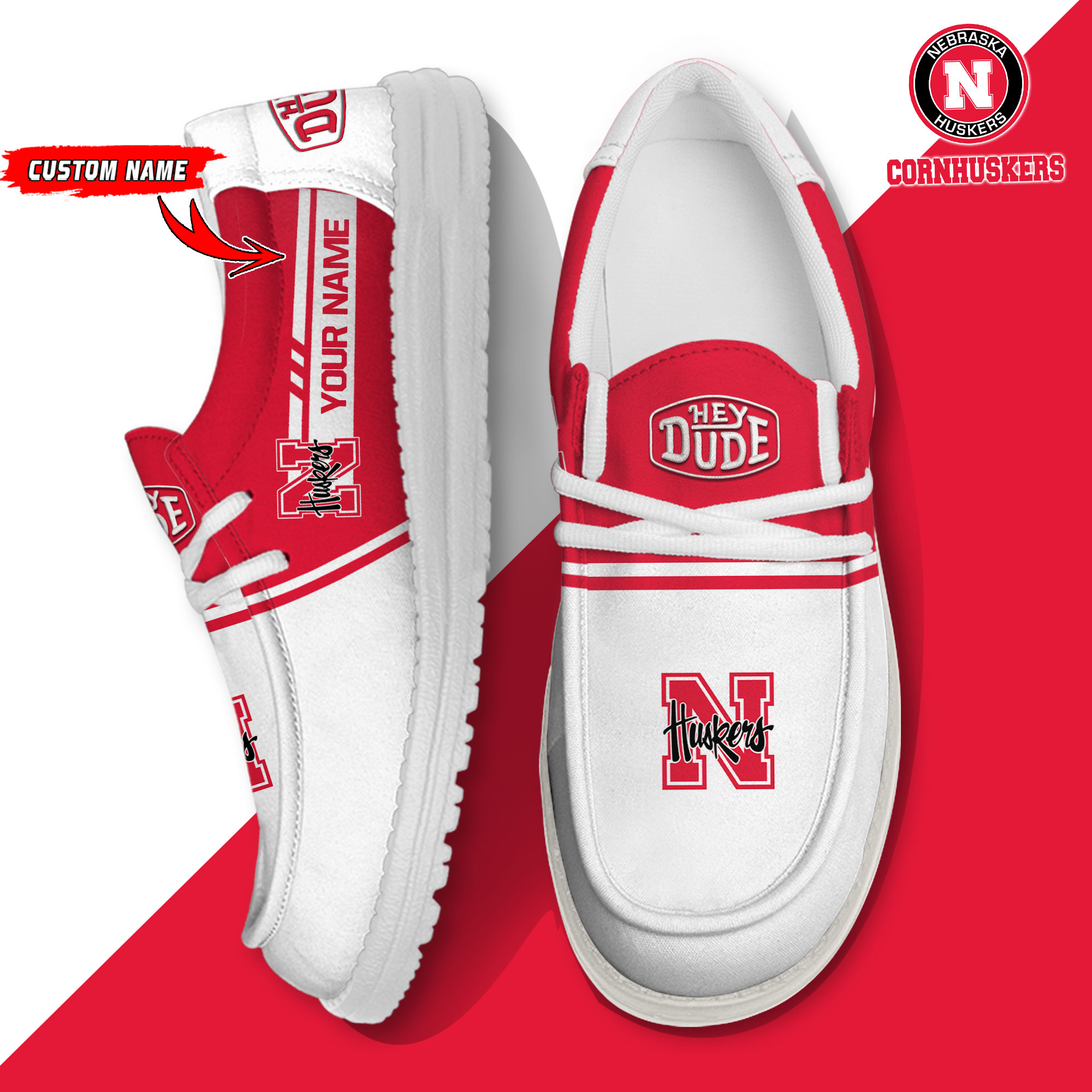 footwearelite nebraska cornhuskers custom name hey dude shoes ghpyg