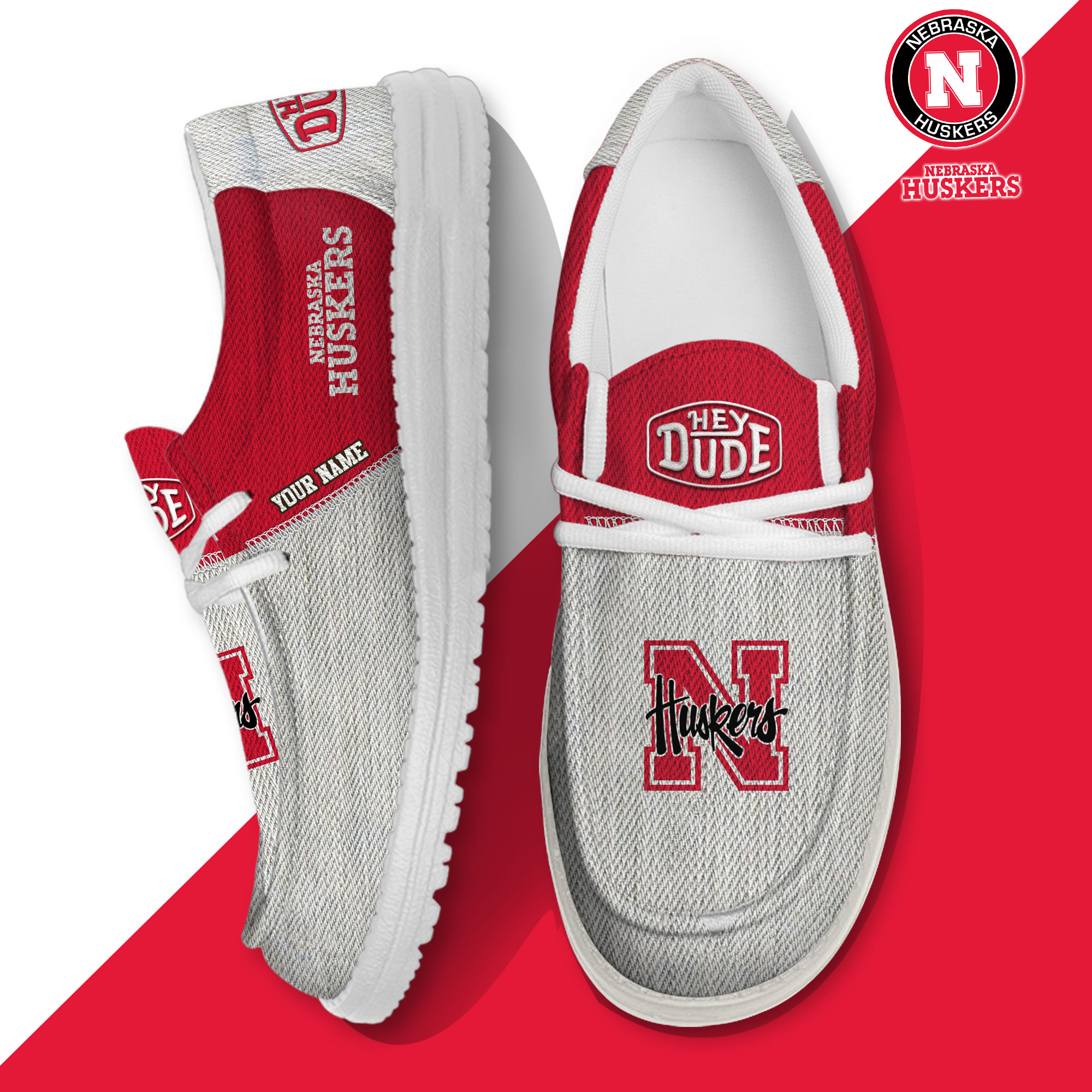 footwearelite nebraska cornhuskers custom name hey dude shoes hmcnq