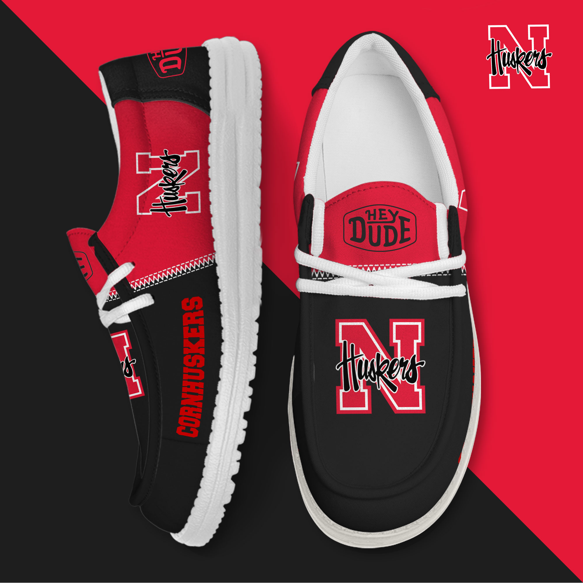 footwearelite nebraska cornhuskers custom name hey dude shoes w9c1g