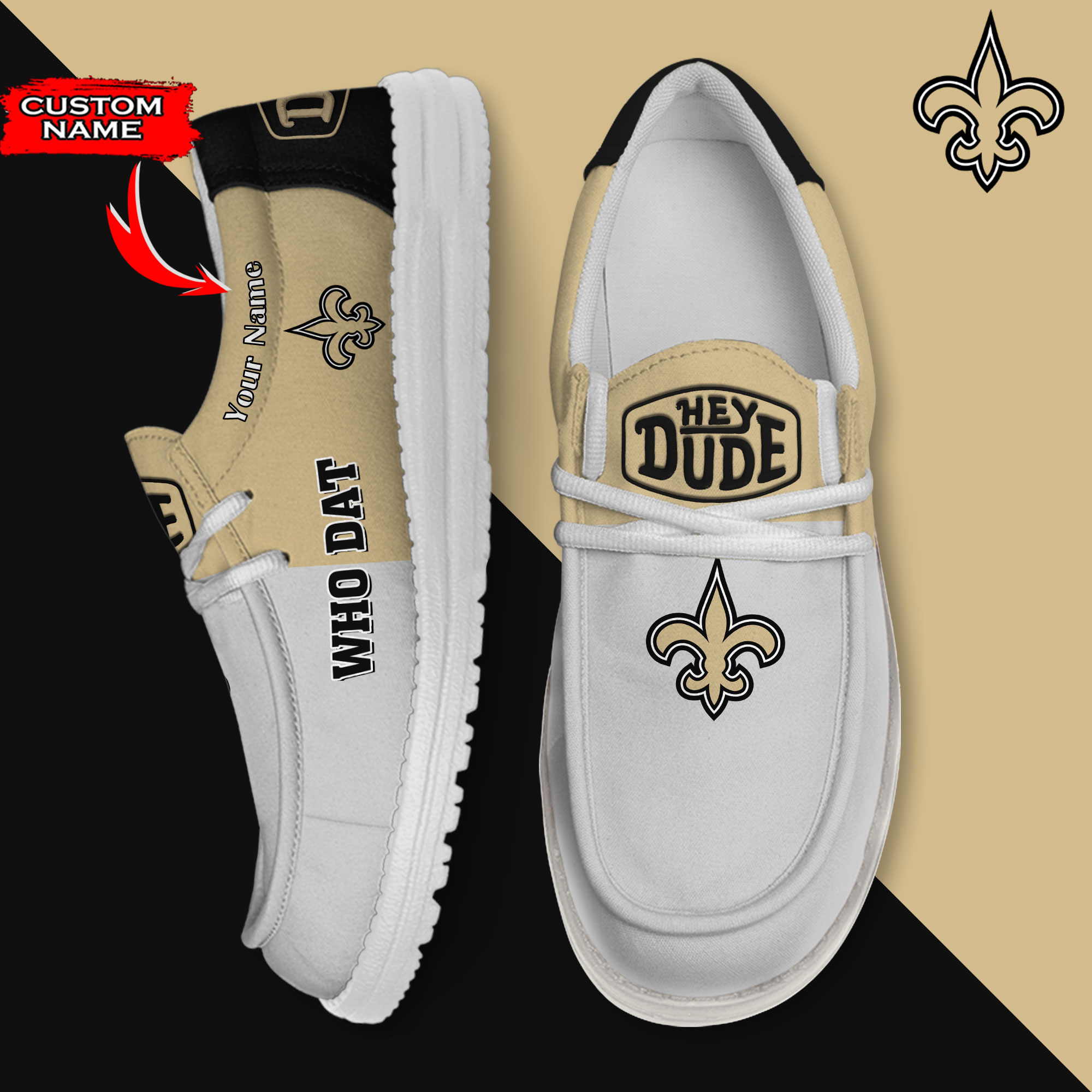 footwearelite new orleans saints custom name hey dude shoes b23hx