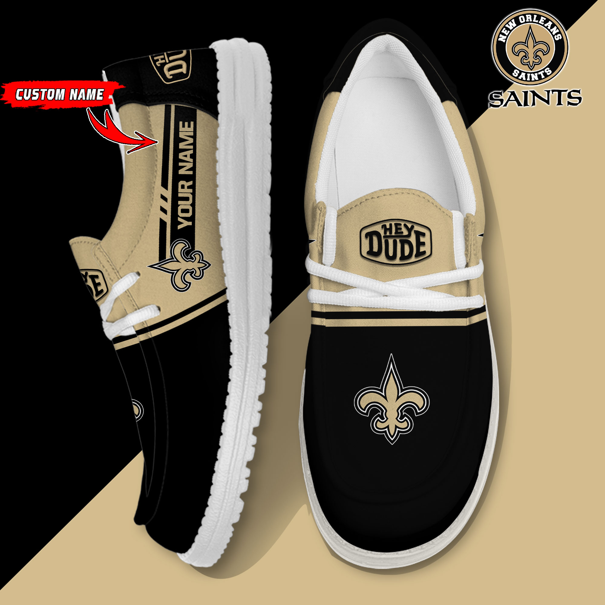 footwearelite new orleans saints custom name hey dude shoes bg0nz