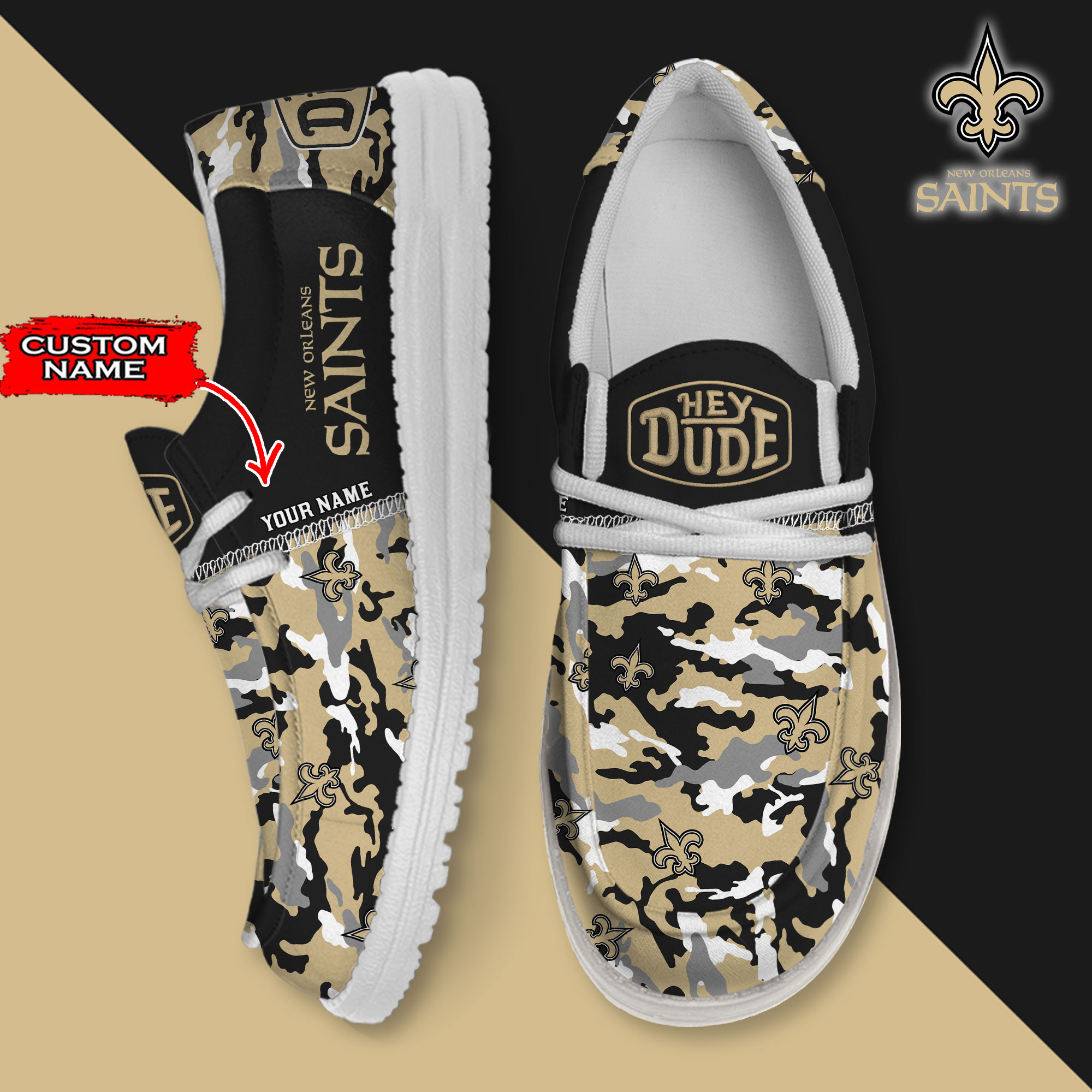 footwearelite new orleans saints custom name hey dude shoes dsmjg