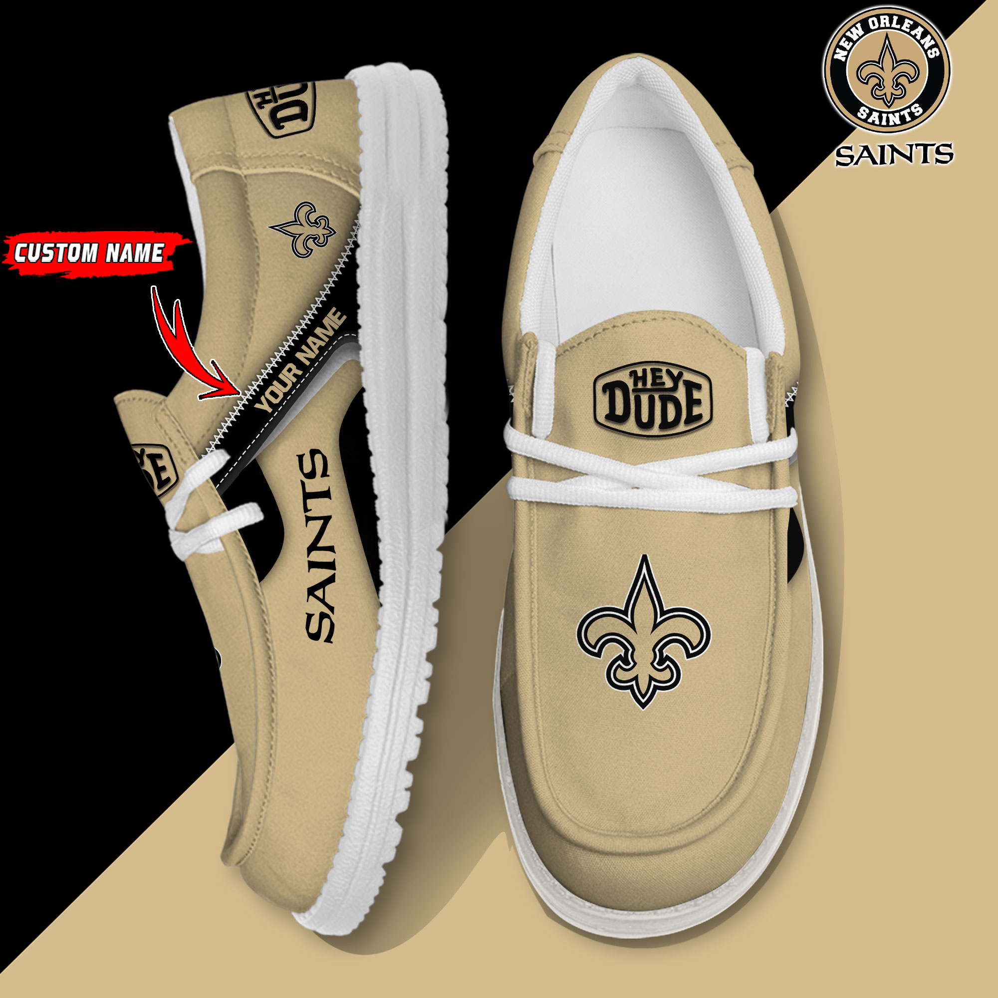 footwearelite new orleans saints custom name hey dude shoes kizgw