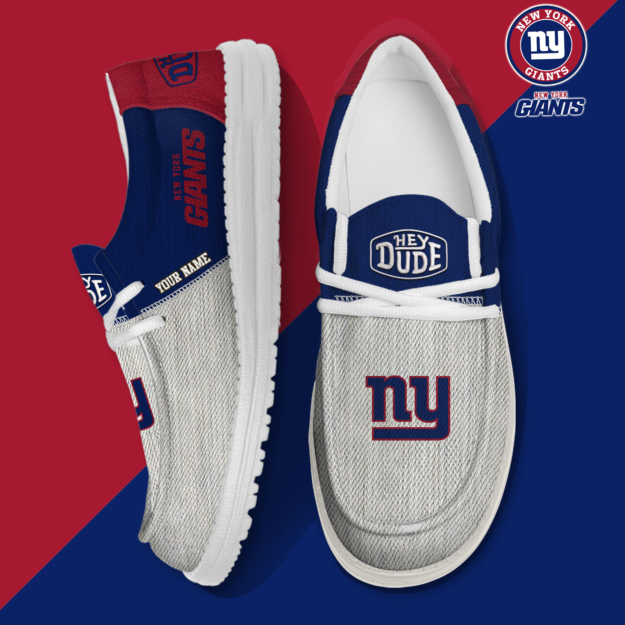 footwearelite new york giants custom name hey dude shoes tayol